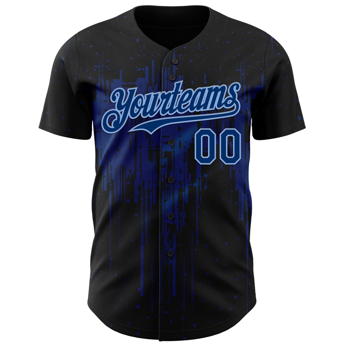 Custom Black US Navy Blue-Light Blue Dripping Splatter Paint Authentic Baseball Jersey view 2