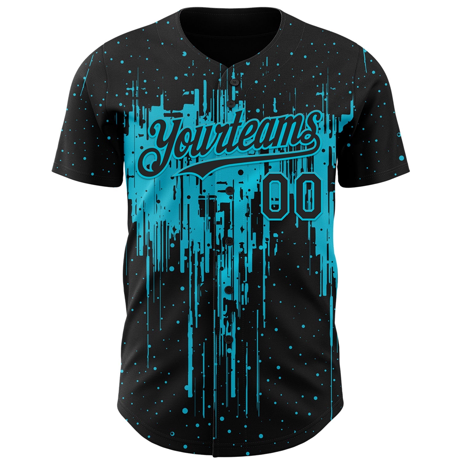Custom Black Lakes Blue Dripping Splatter Paint Authentic Baseball Jersey view 2