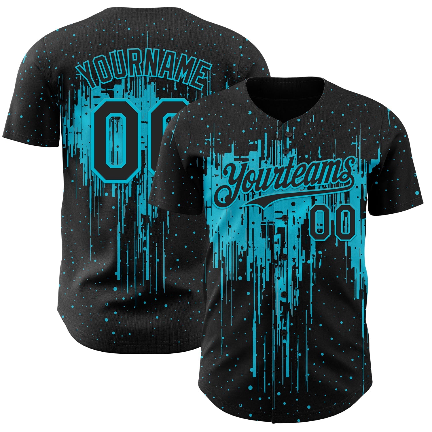 Custom Black Lakes Blue Dripping Splatter Paint Authentic Baseball Jersey - Main View