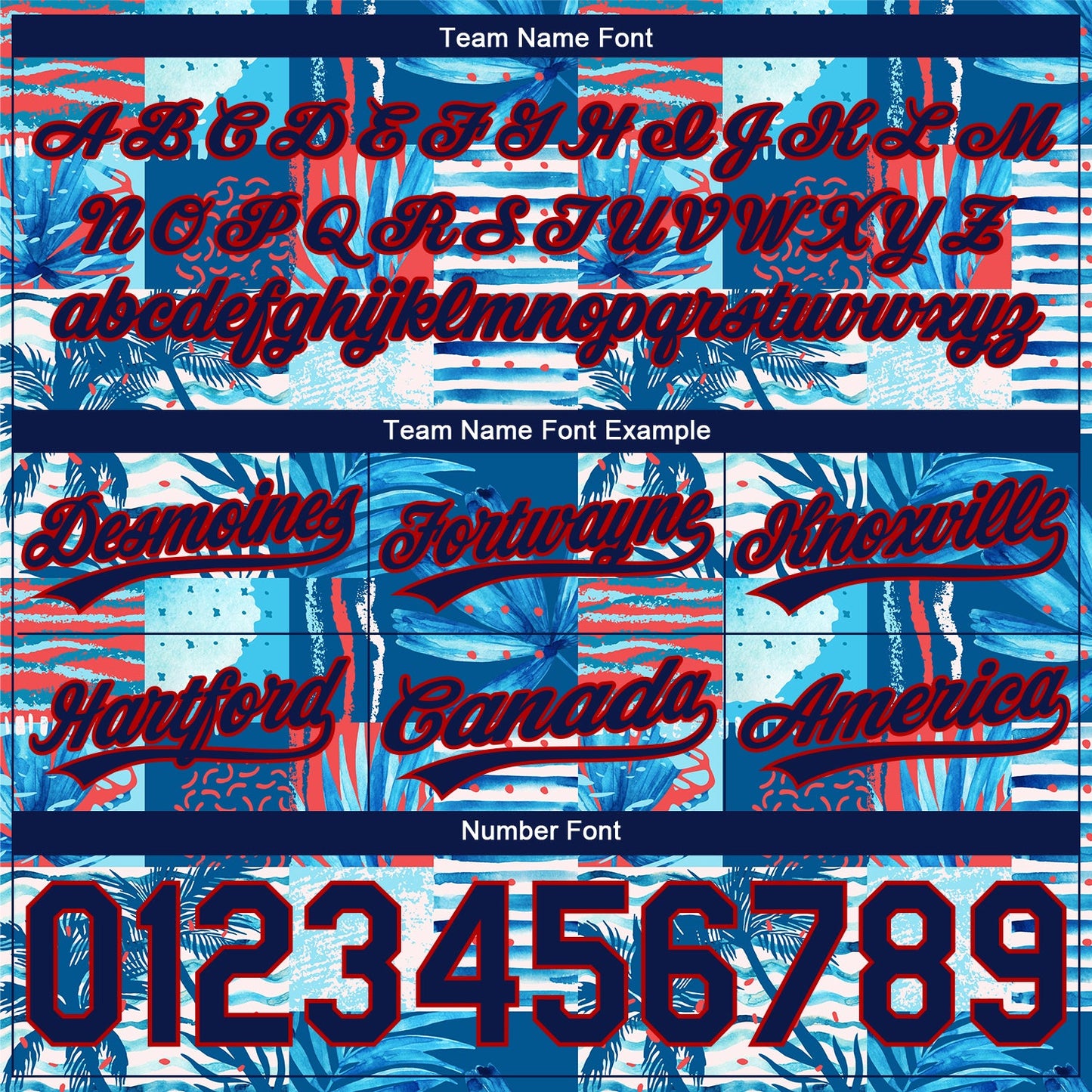 Custom Royal Navy Red-Light Blue 3D Pattern Hawaii Palm Trees Authentic Basketball Shorts view 3