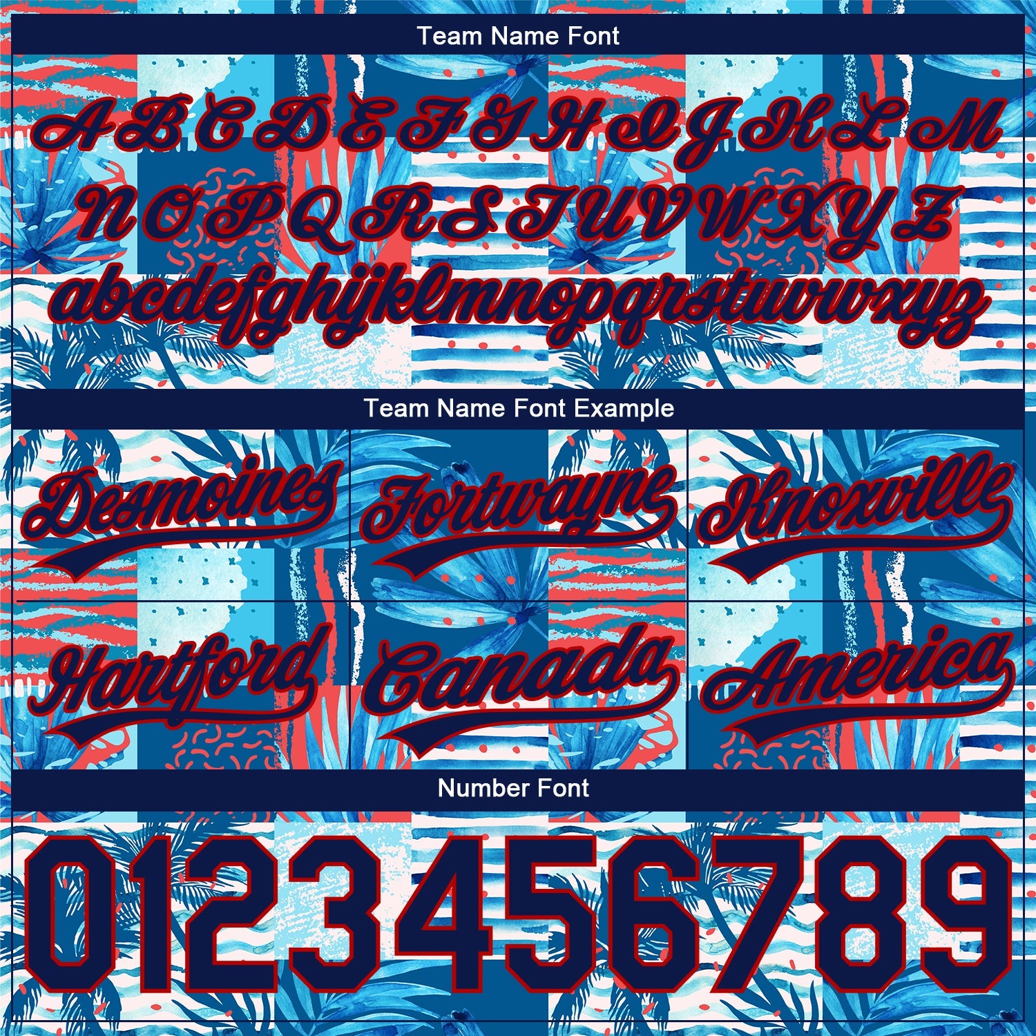 Custom Royal Navy Red-Light Blue 3D Pattern Hawaii Palm Trees Authentic Basketball Shorts view 3