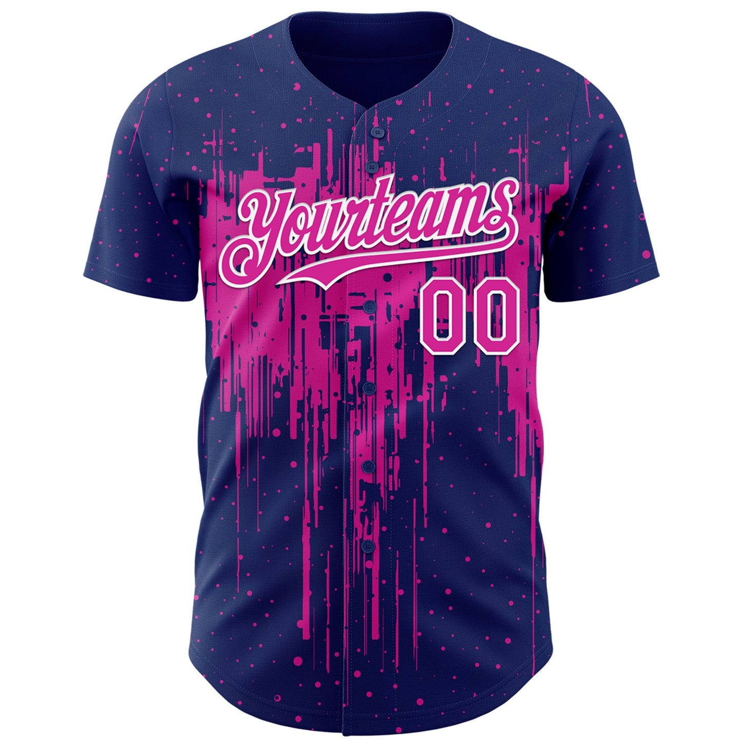 Custom Royal Deep Pink-White Dripping Splatter Paint Authentic Baseball Jersey view 2