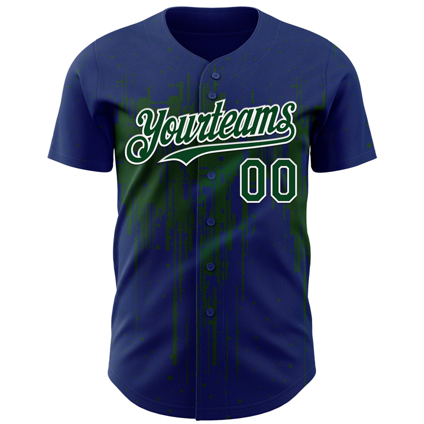 Custom Royal Green-White Dripping Splatter Paint Authentic Baseball Jersey view 2