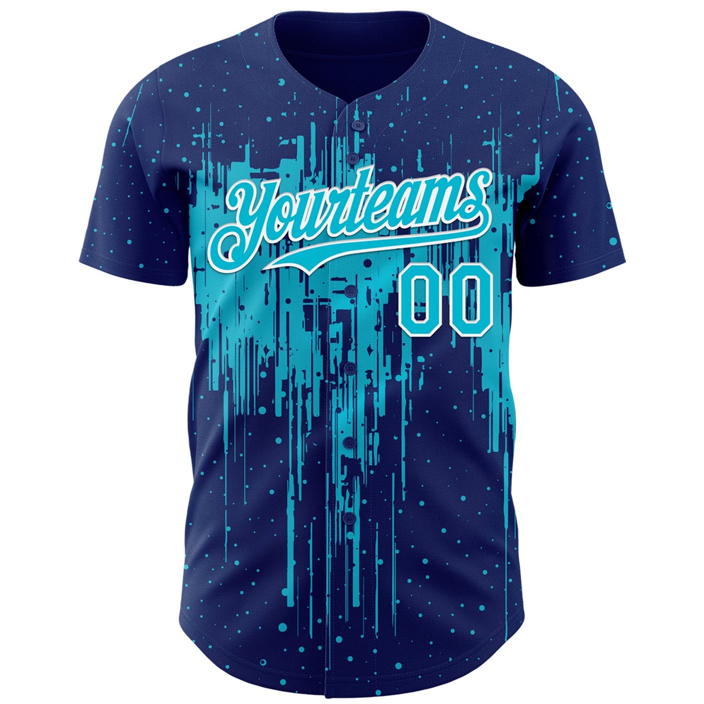 Custom Royal Lakes Blue-White Dripping Splatter Paint Authentic Baseball Jersey view 2