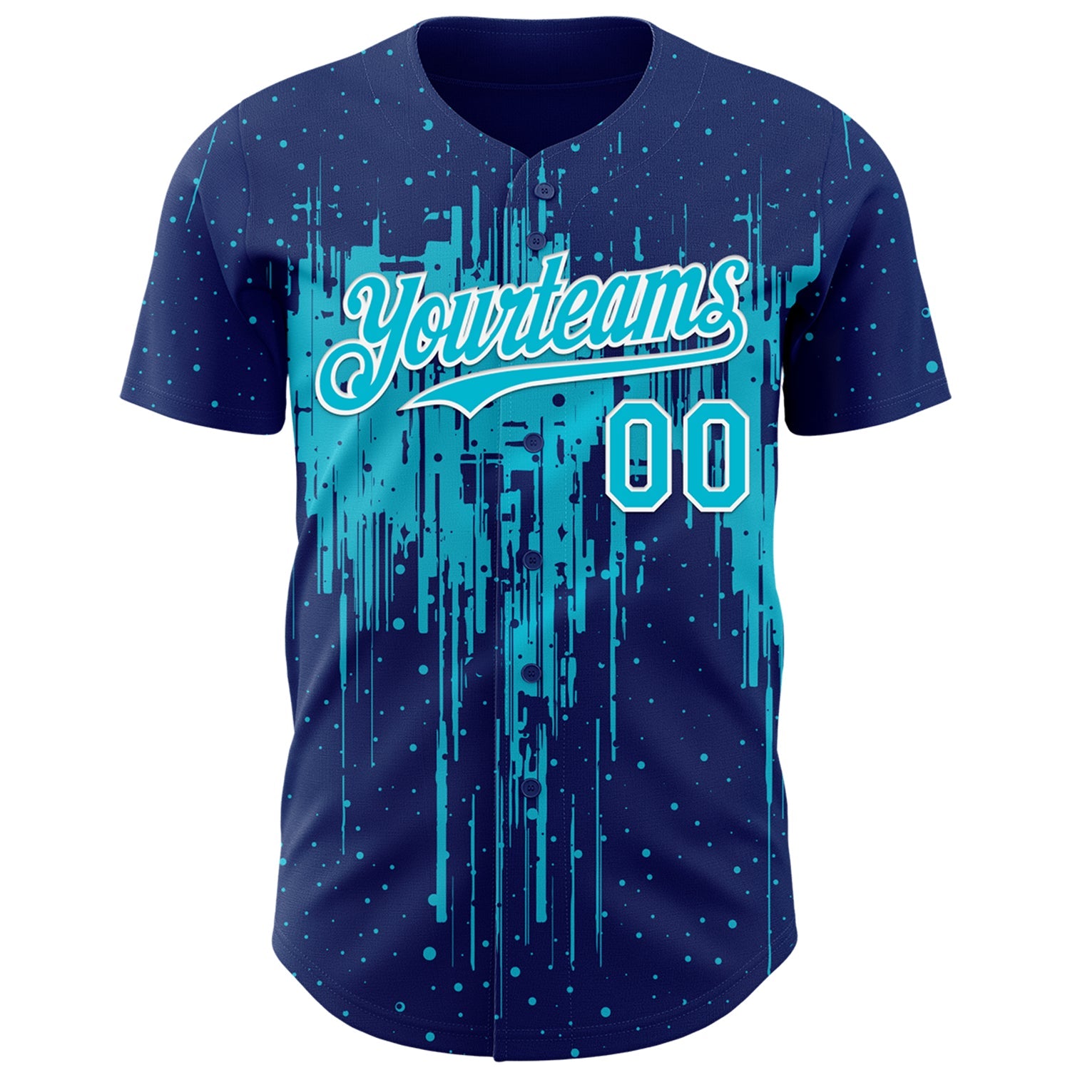 Custom Royal Lakes Blue-White Dripping Splatter Paint Authentic Baseball Jersey view 2
