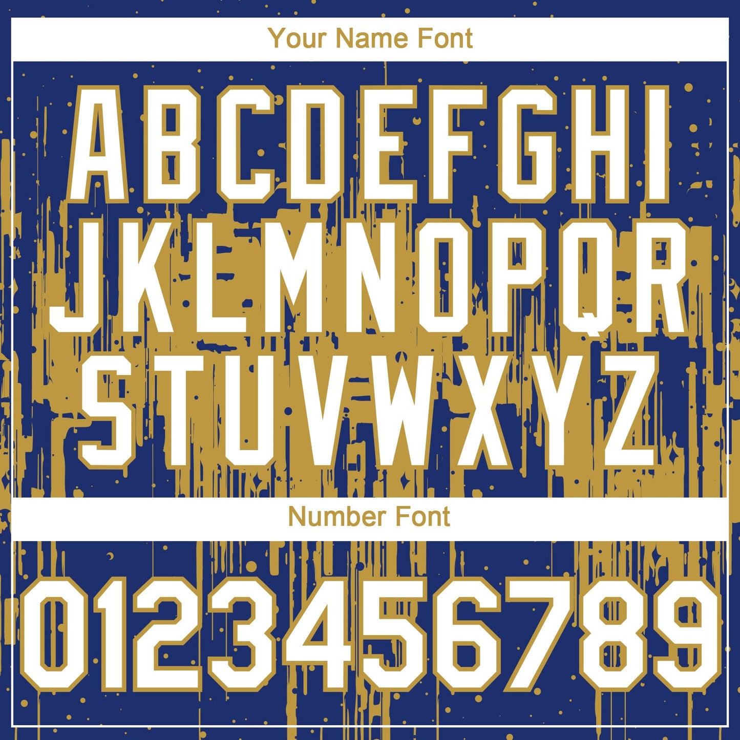 Custom Royal White-Old Gold Dripping Splatter Paint Authentic Baseball Jersey view 5