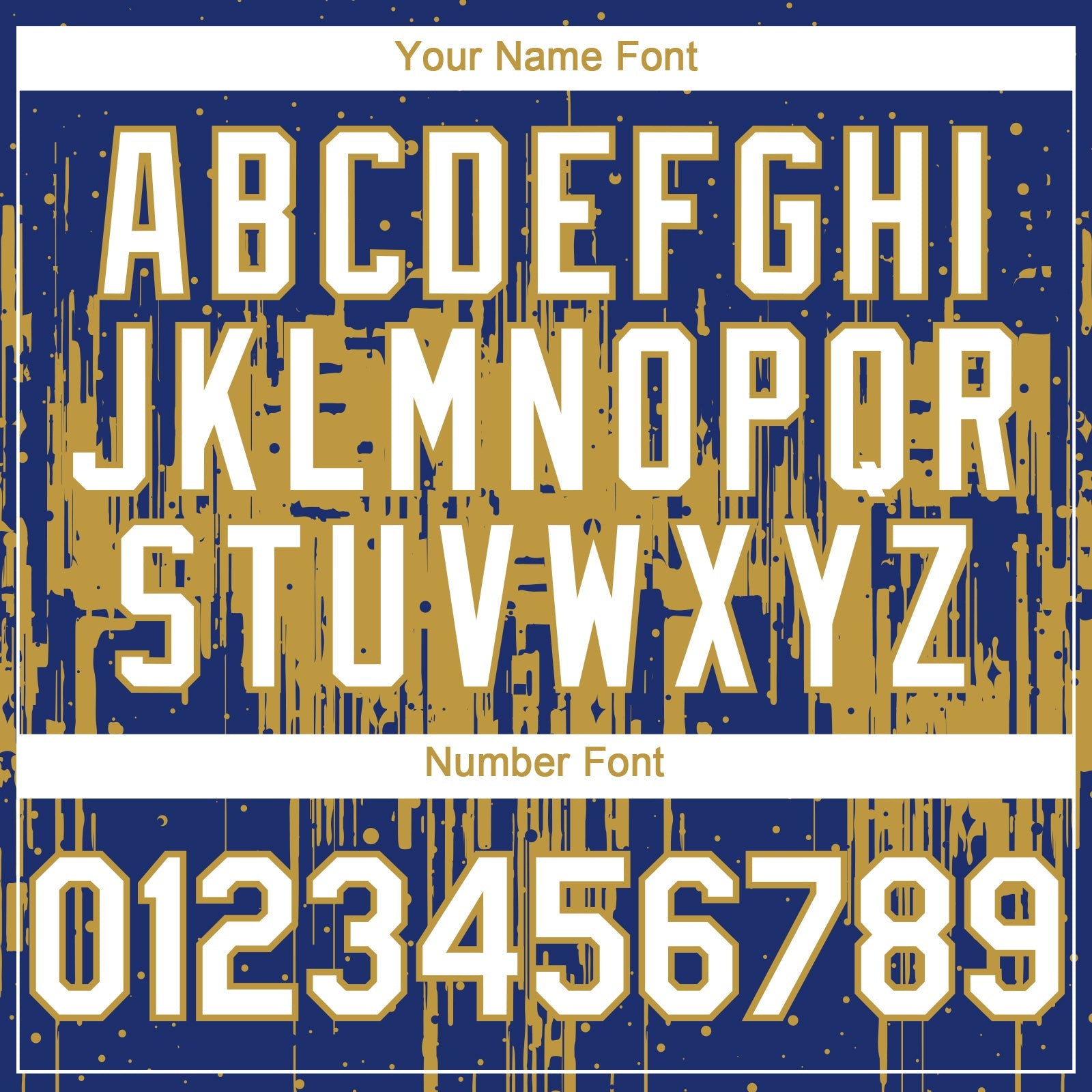Custom Royal White-Old Gold Dripping Splatter Paint Authentic Baseball Jersey view 5