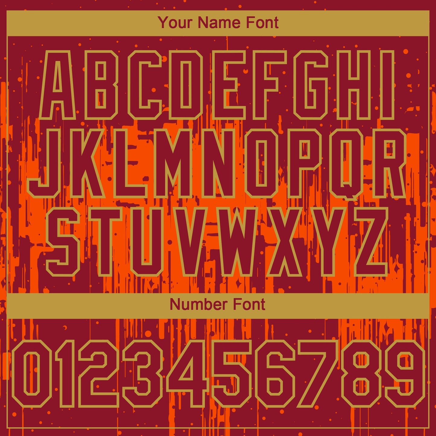 Custom Crimson Old Gold Orange Dripping Splatter Paint Authentic Baseball Jersey view 5