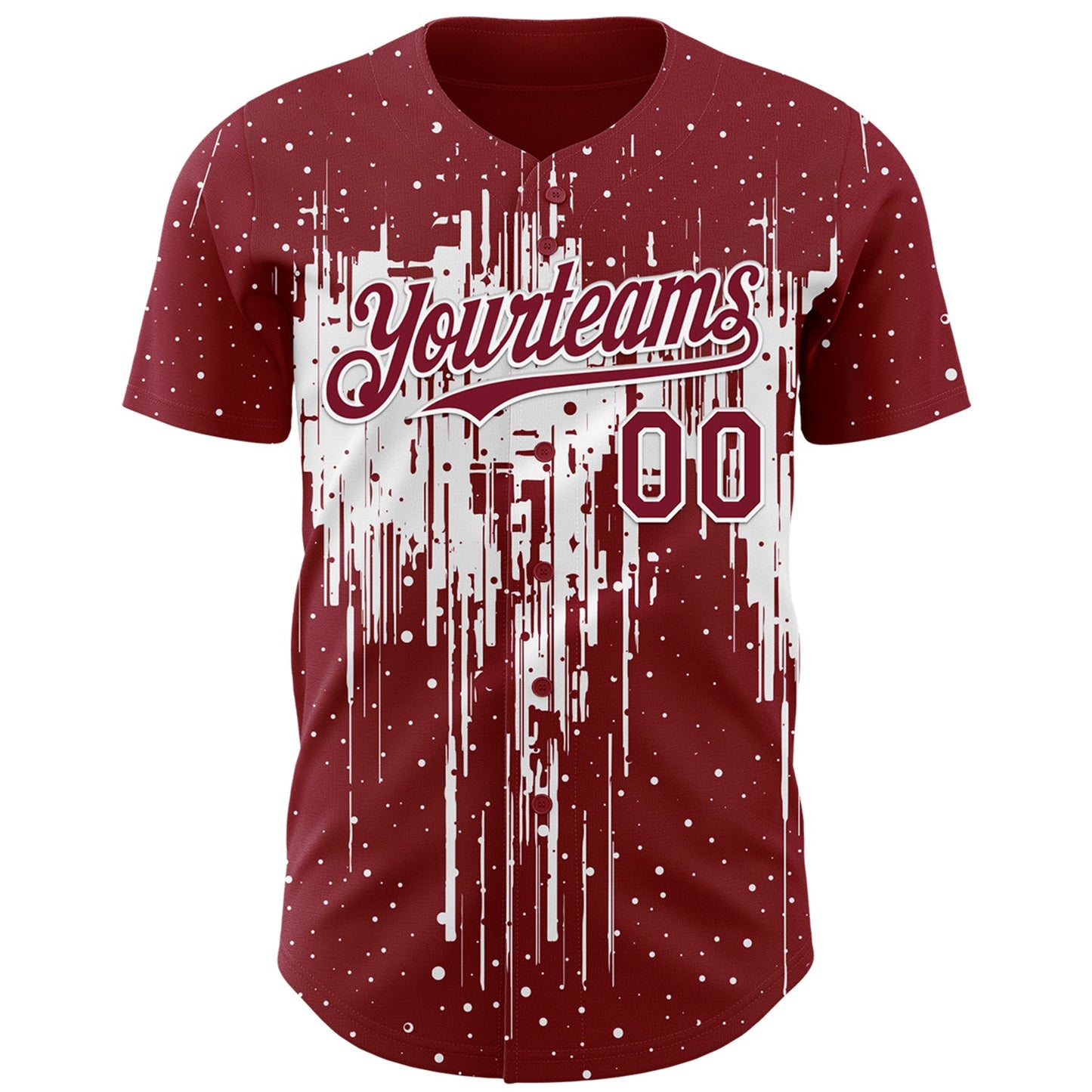 Custom Crimson White Dripping Splatter Paint Authentic Baseball Jersey view 2