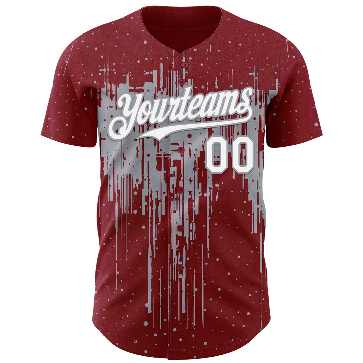 Custom Crimson White-Gray Dripping Splatter Paint Authentic Baseball Jersey view 2