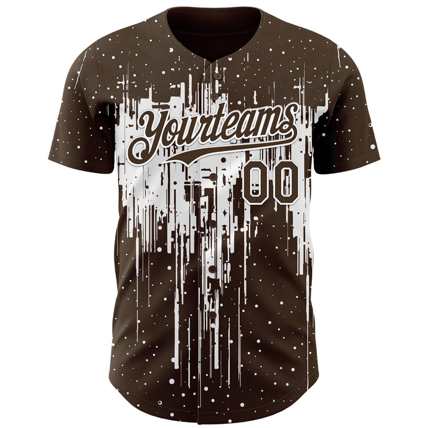Custom Brown White Dripping Splatter Paint Authentic Baseball Jersey view 2