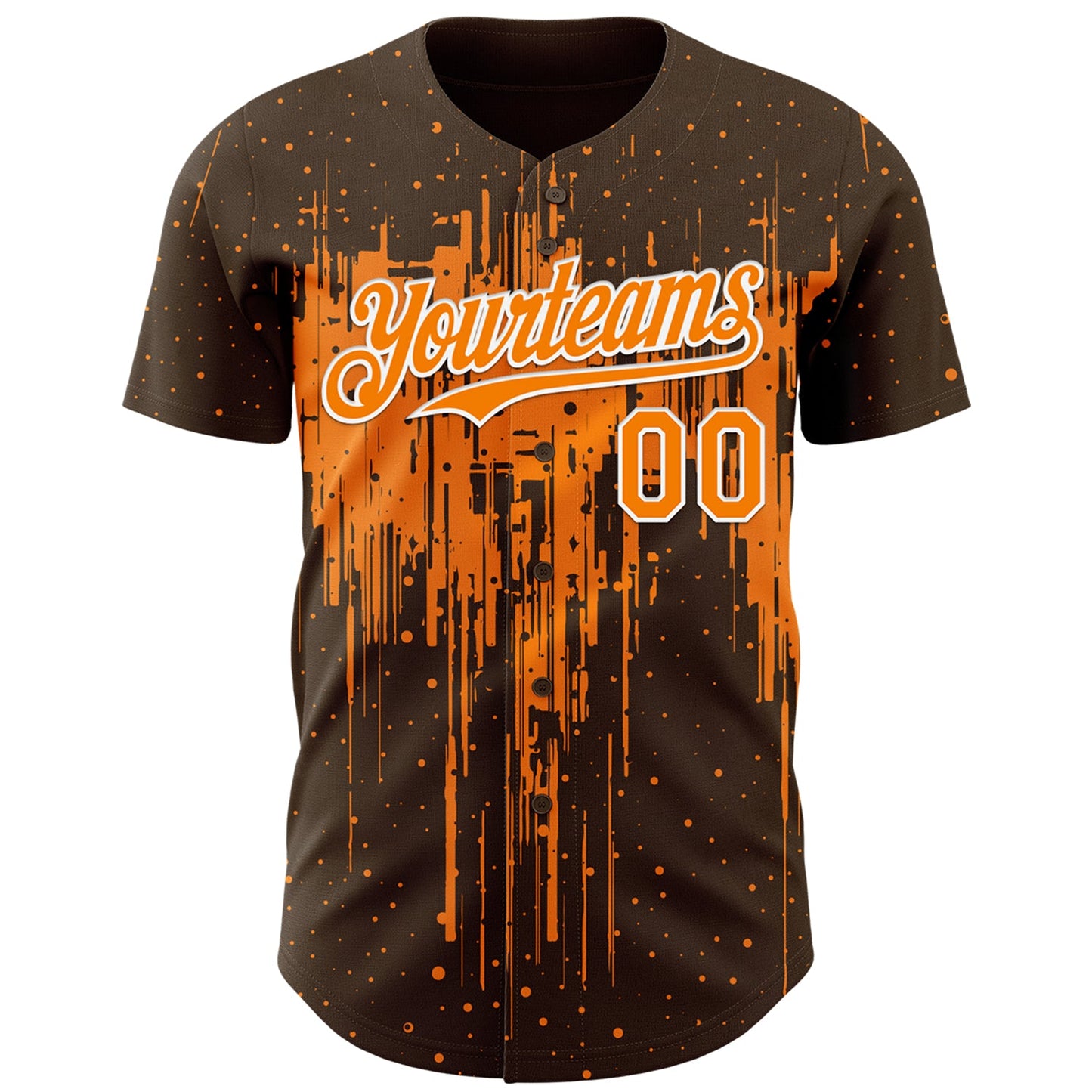 Custom Brown Bay Orange-White Dripping Splatter Paint Authentic Baseball Jersey view 2