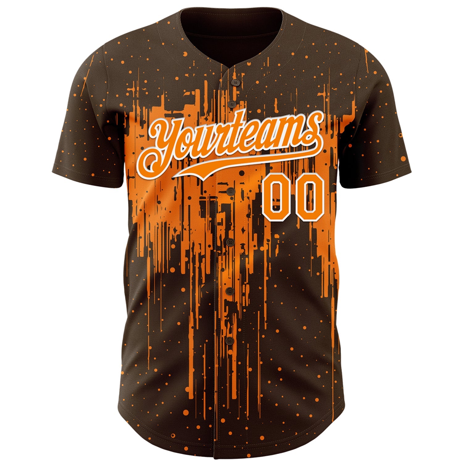 Custom Brown Bay Orange-White Dripping Splatter Paint Authentic Baseball Jersey view 2