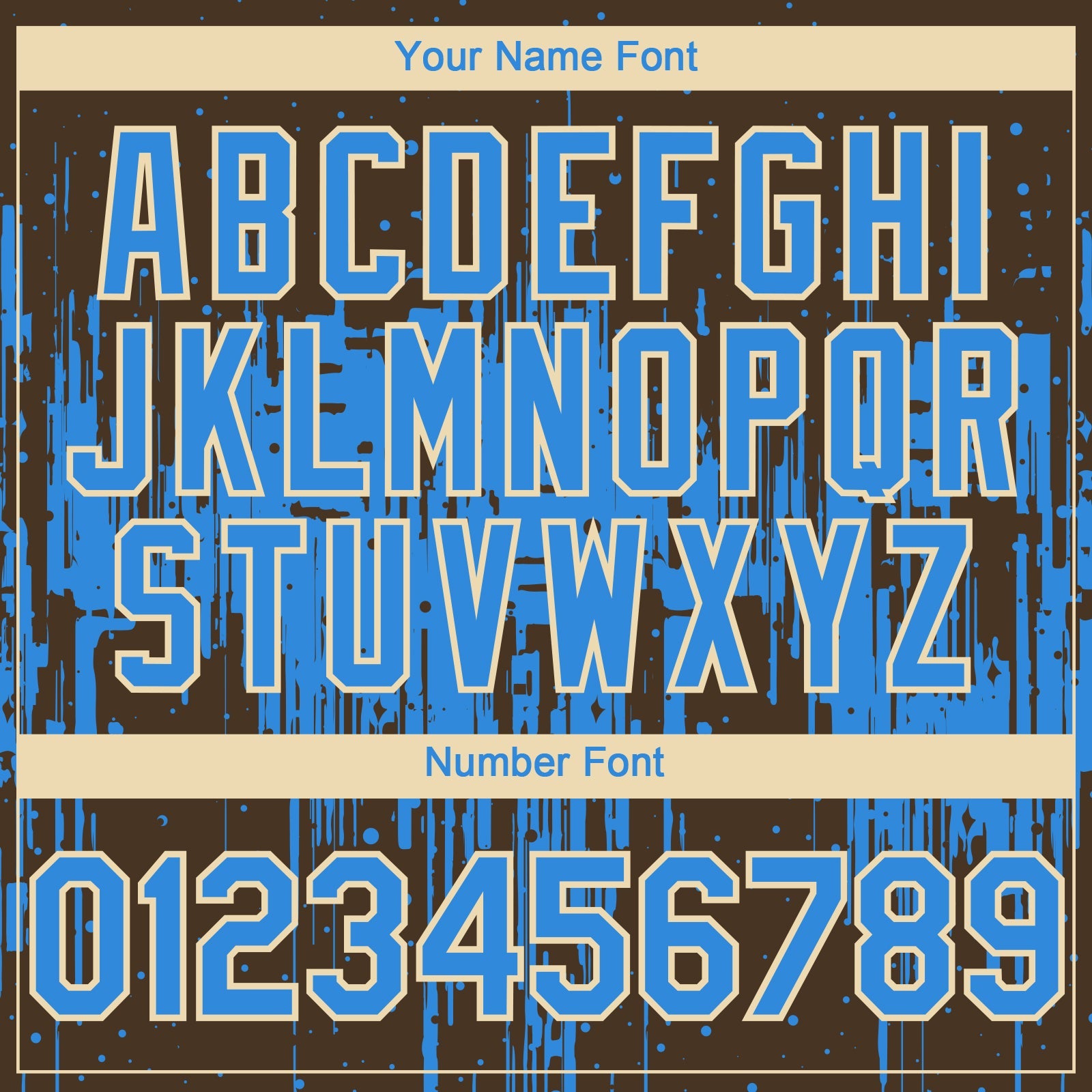 Custom Brown Powder Blue-Cream Dripping Splatter Paint Authentic Baseball Jersey view 5