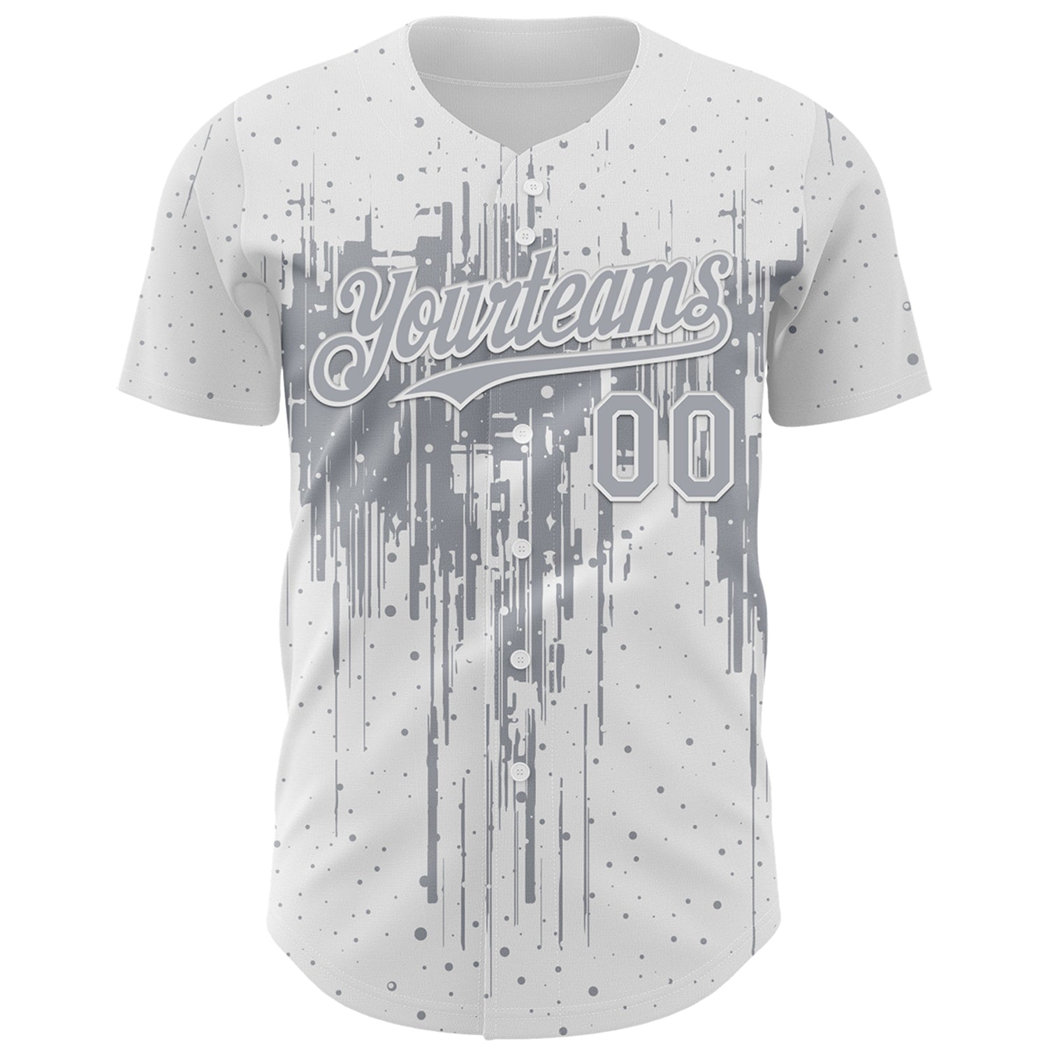 Custom White Gray Dripping Splatter Paint Authentic Baseball Jersey view 2