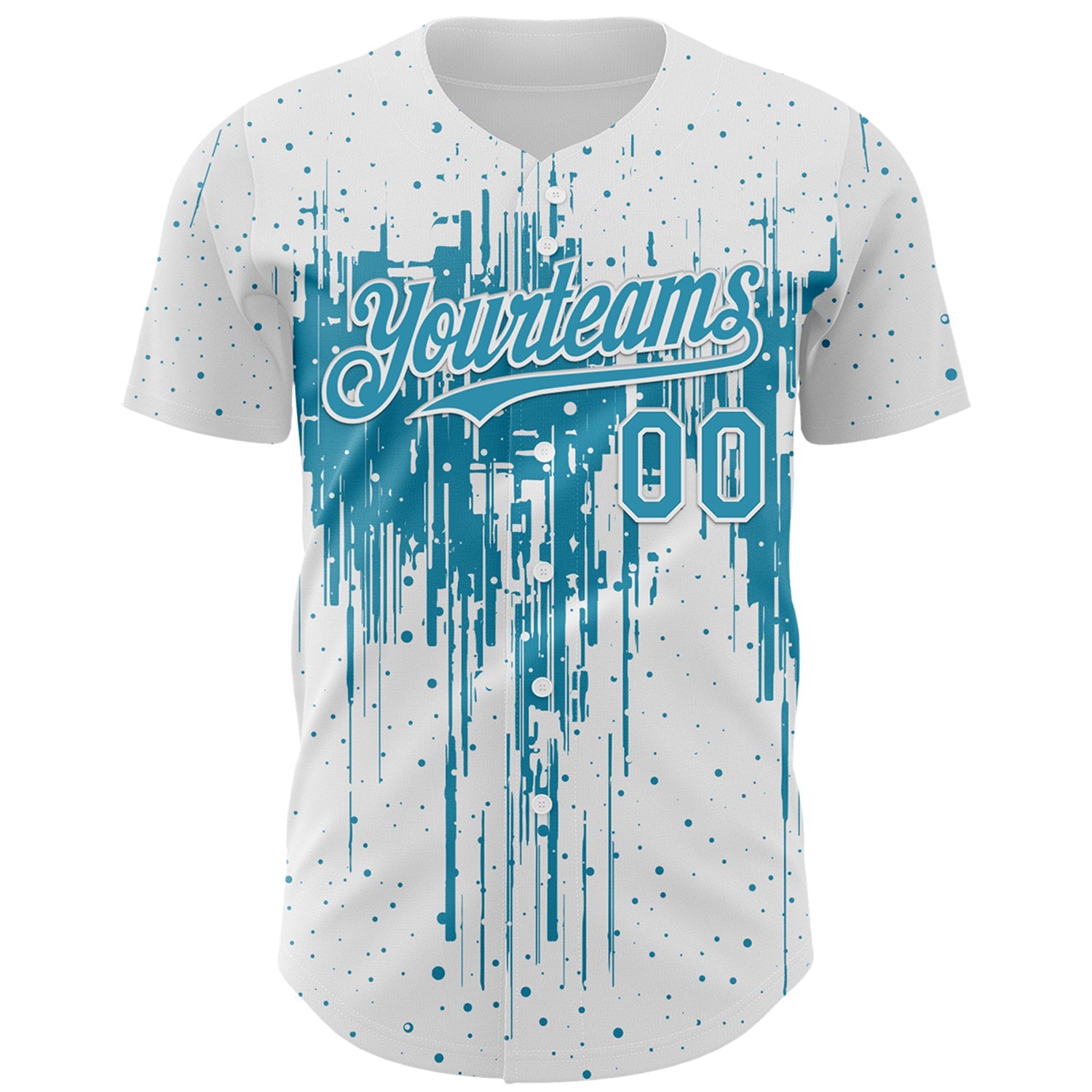 Custom White Panther Blue-White Dripping Splatter Paint Authentic Baseball Jersey view 2