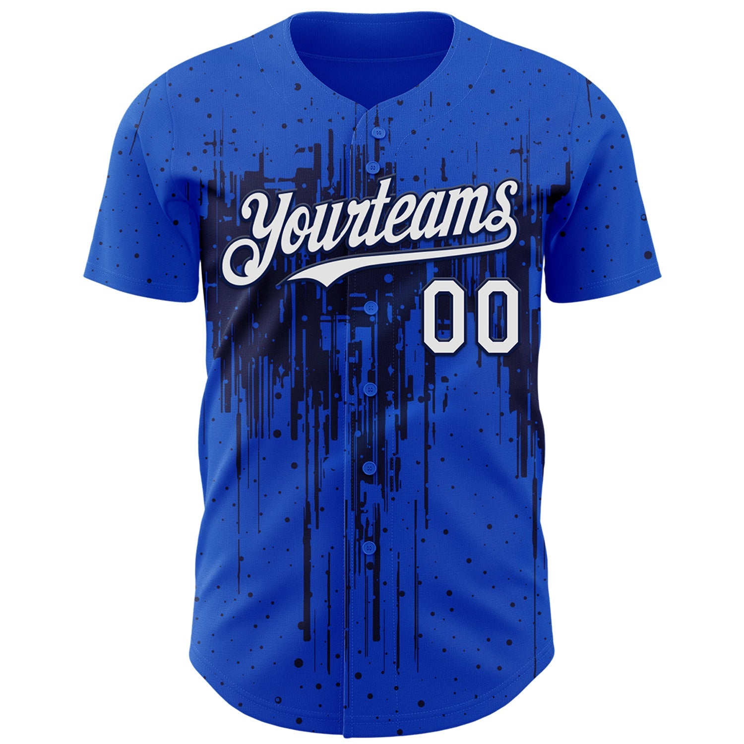 Custom Thunder Blue White-Navy Dripping Splatter Paint Authentic Baseball Jersey view 2