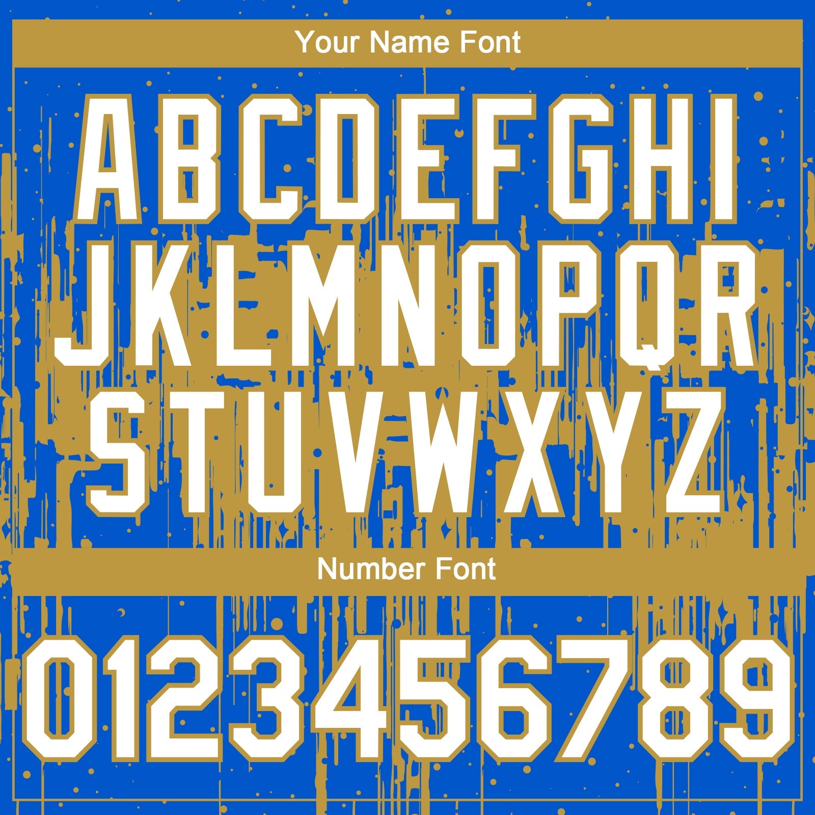 Custom Thunder Blue White-Old Gold Dripping Splatter Paint Authentic Baseball Jersey view 5