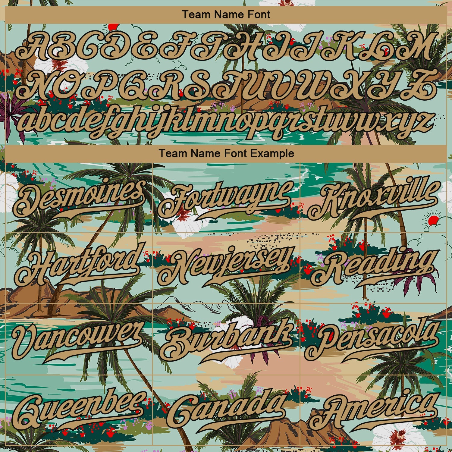 Custom Aqua Old Gold-Black 3D Pattern Design Hawaii Palm Trees And Flowers Authentic Baseball Jersey view 4