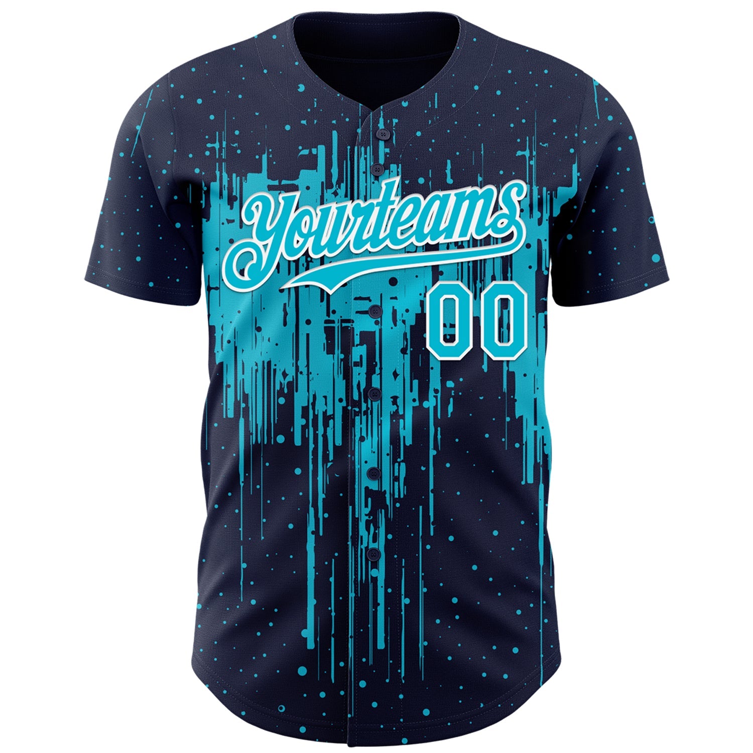 Custom Navy Lakes Blue-White Dripping Splatter Paint Authentic Baseball Jersey view 2