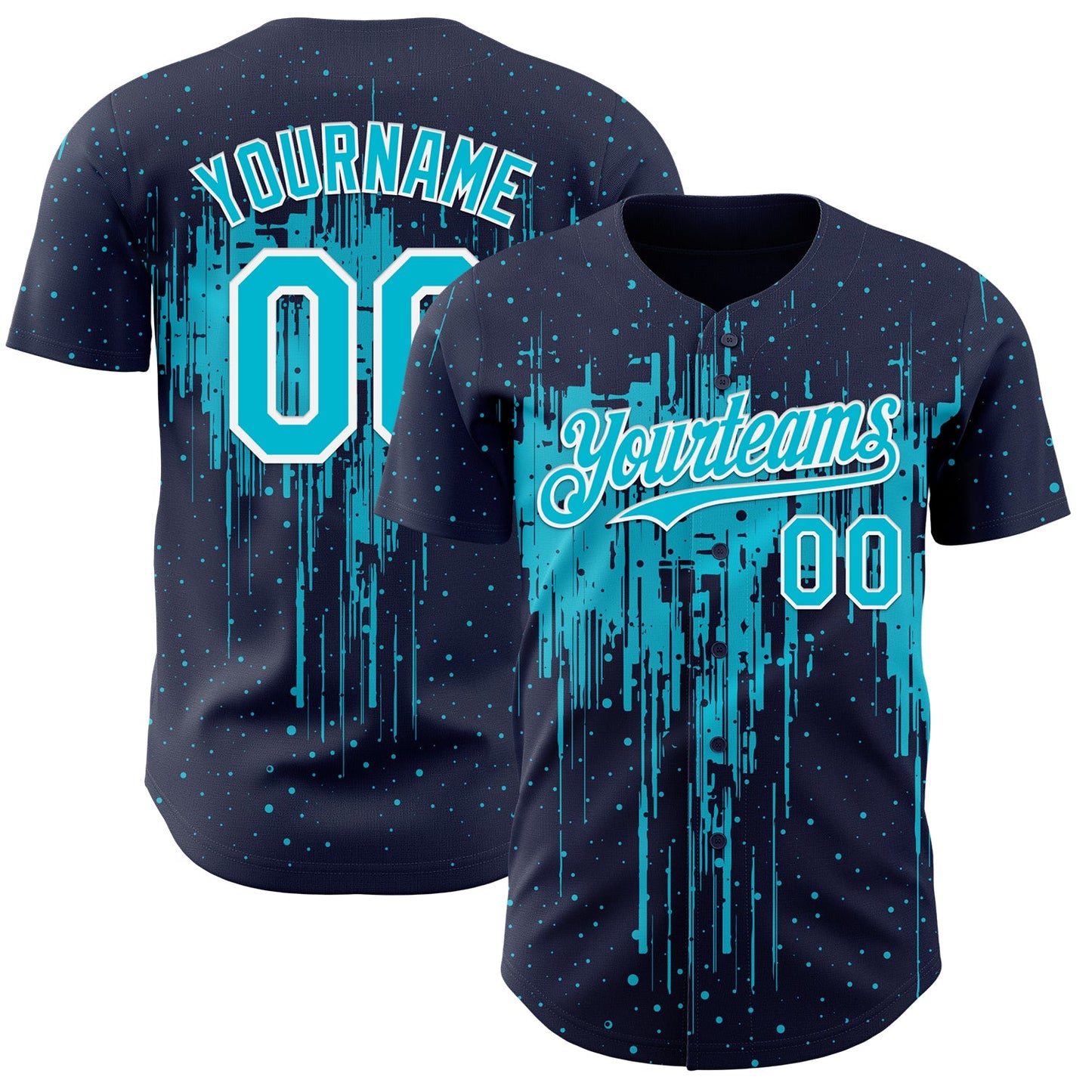 Custom Navy Lakes Blue-White Dripping Splatter Paint Authentic Baseball Jersey - Main View