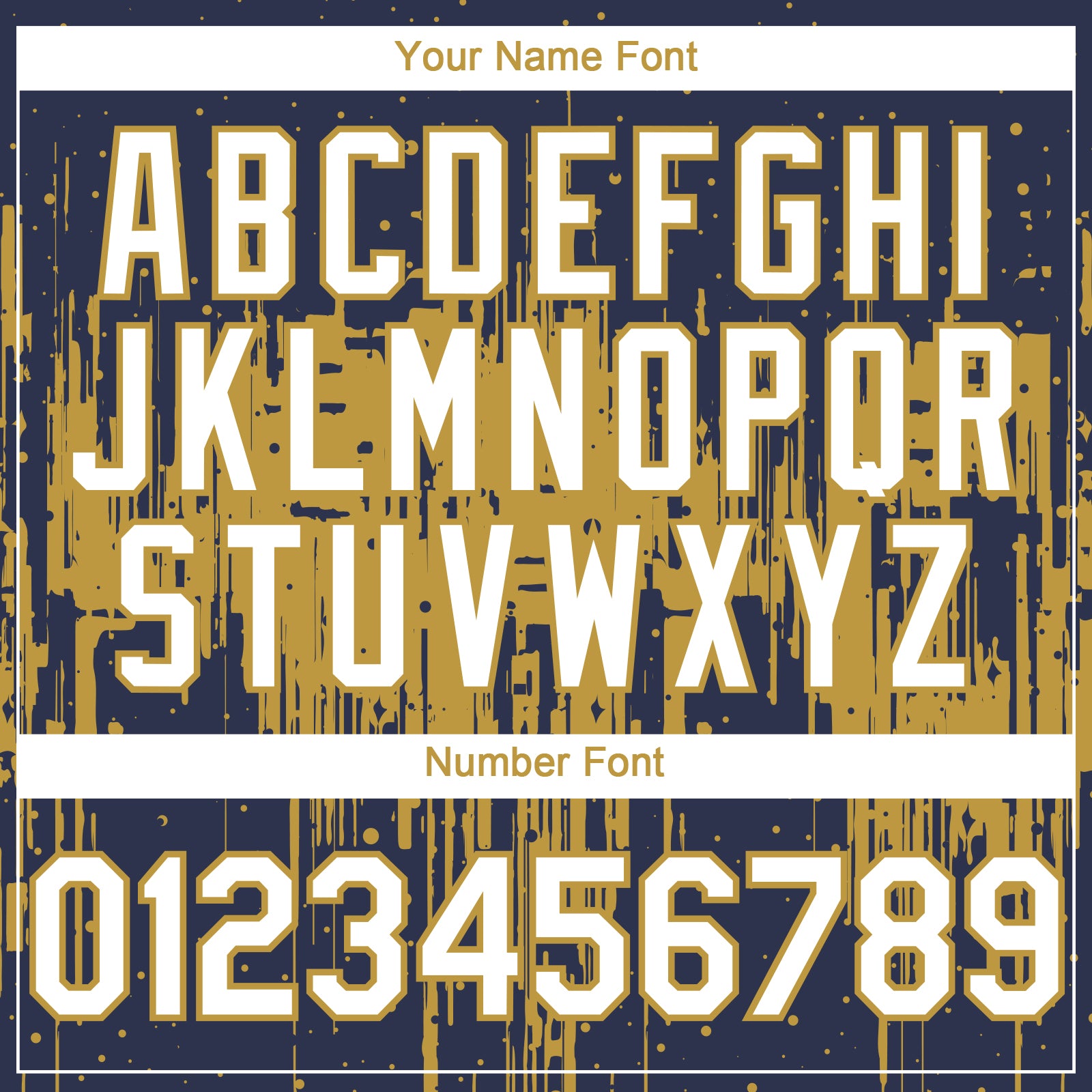 Custom Navy White-Old Gold Dripping Splatter Paint Authentic Baseball Jersey view 5