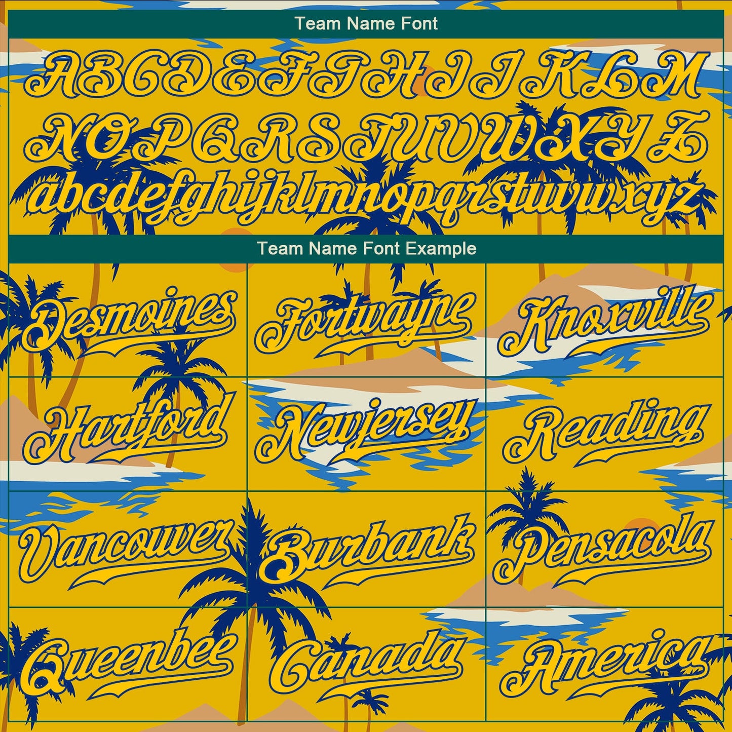 Custom Yellow Royal 3D Pattern Design Sun Beach Hawaii Palm Trees Authentic Baseball Jersey view 4