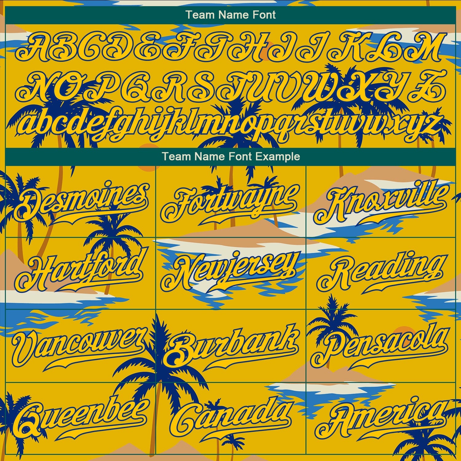 Custom Yellow Royal 3D Pattern Design Sun Beach Hawaii Palm Trees Authentic Baseball Jersey view 4