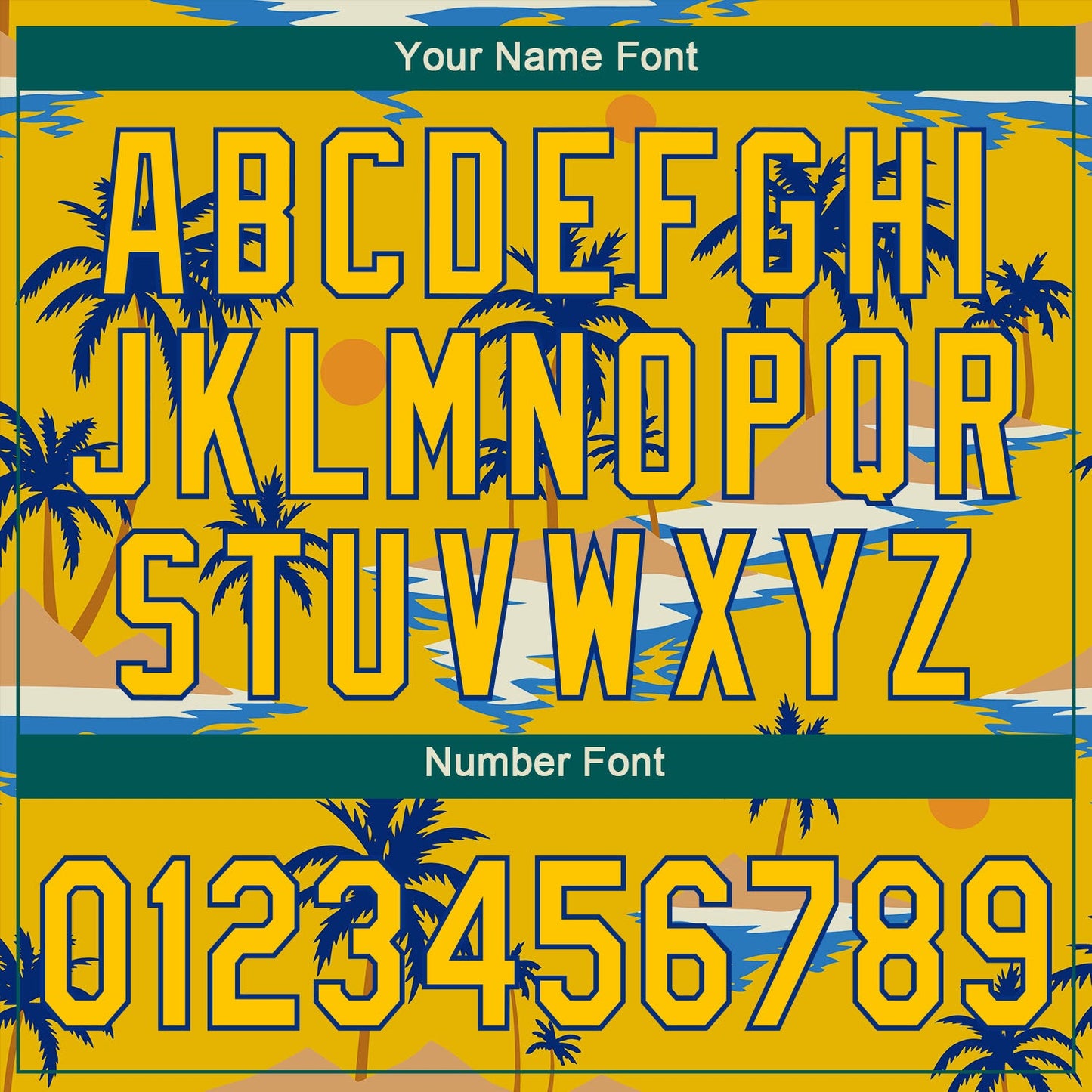 Custom Yellow Royal 3D Pattern Design Sun Beach Hawaii Palm Trees Authentic Baseball Jersey view 5