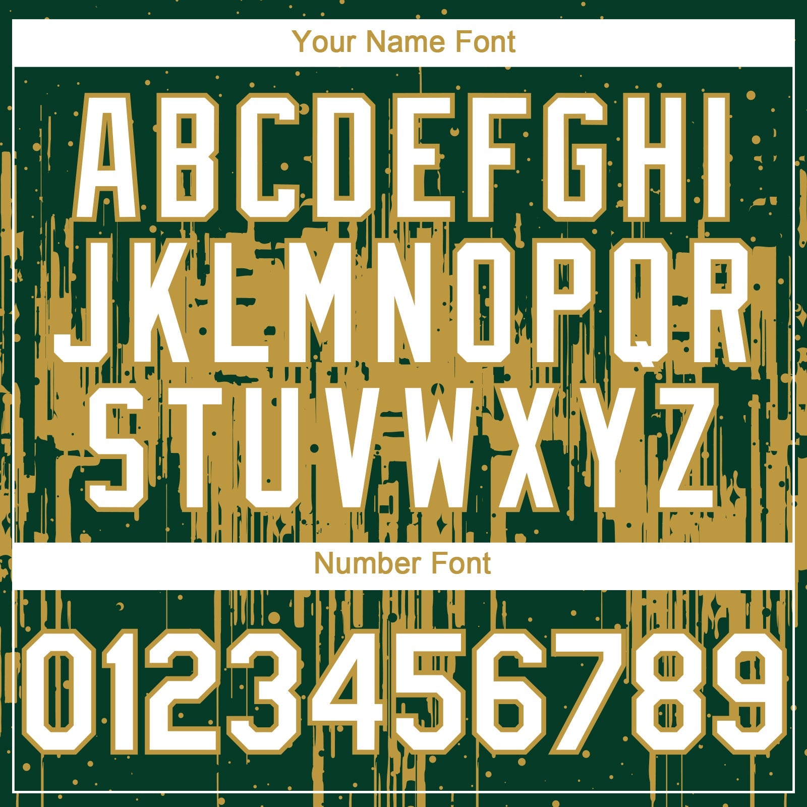 Custom Green White-Old Gold Dripping Splatter Paint Authentic Baseball Jersey view 5