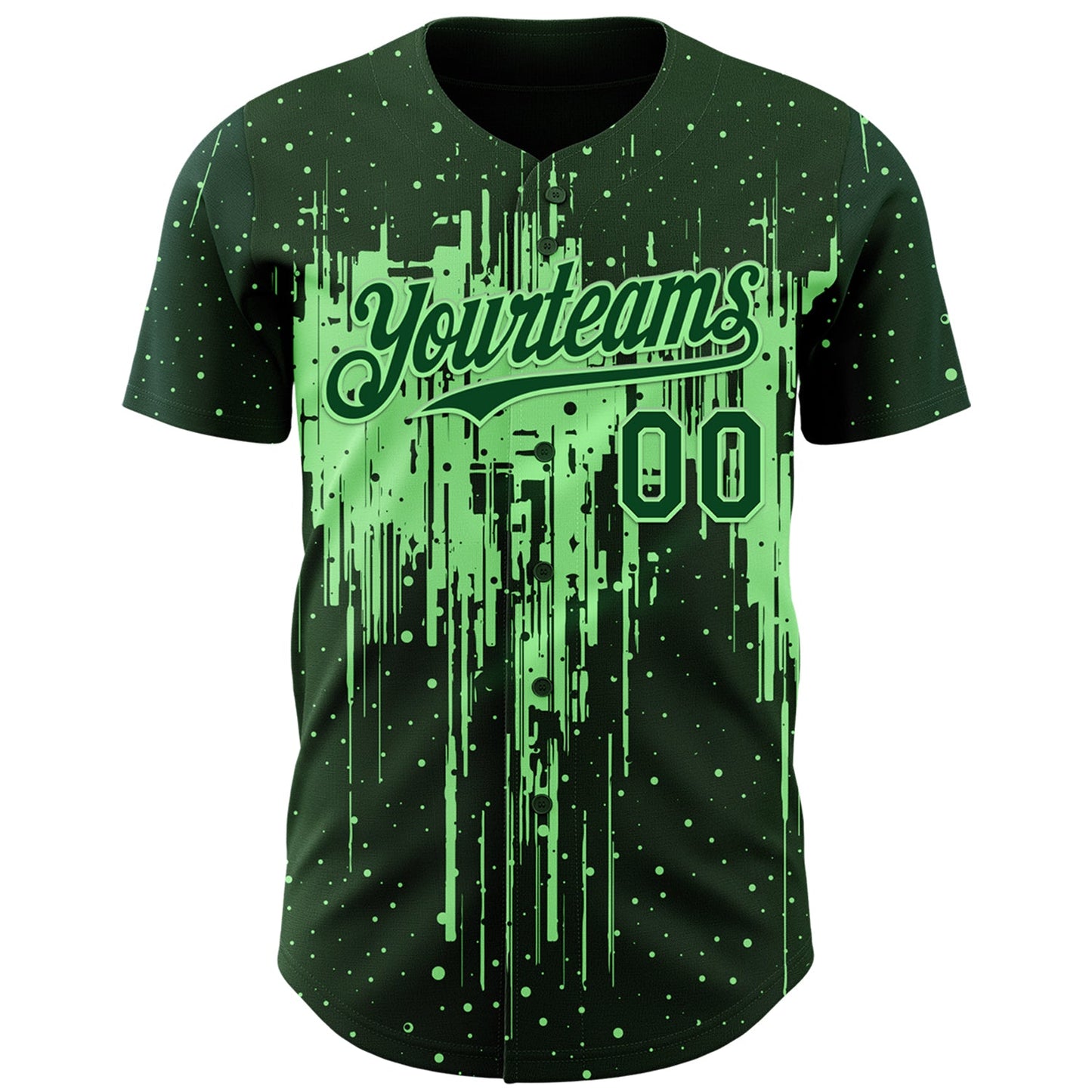 Custom Green Pea Green Dripping Splatter Paint Authentic Baseball Jersey view 2