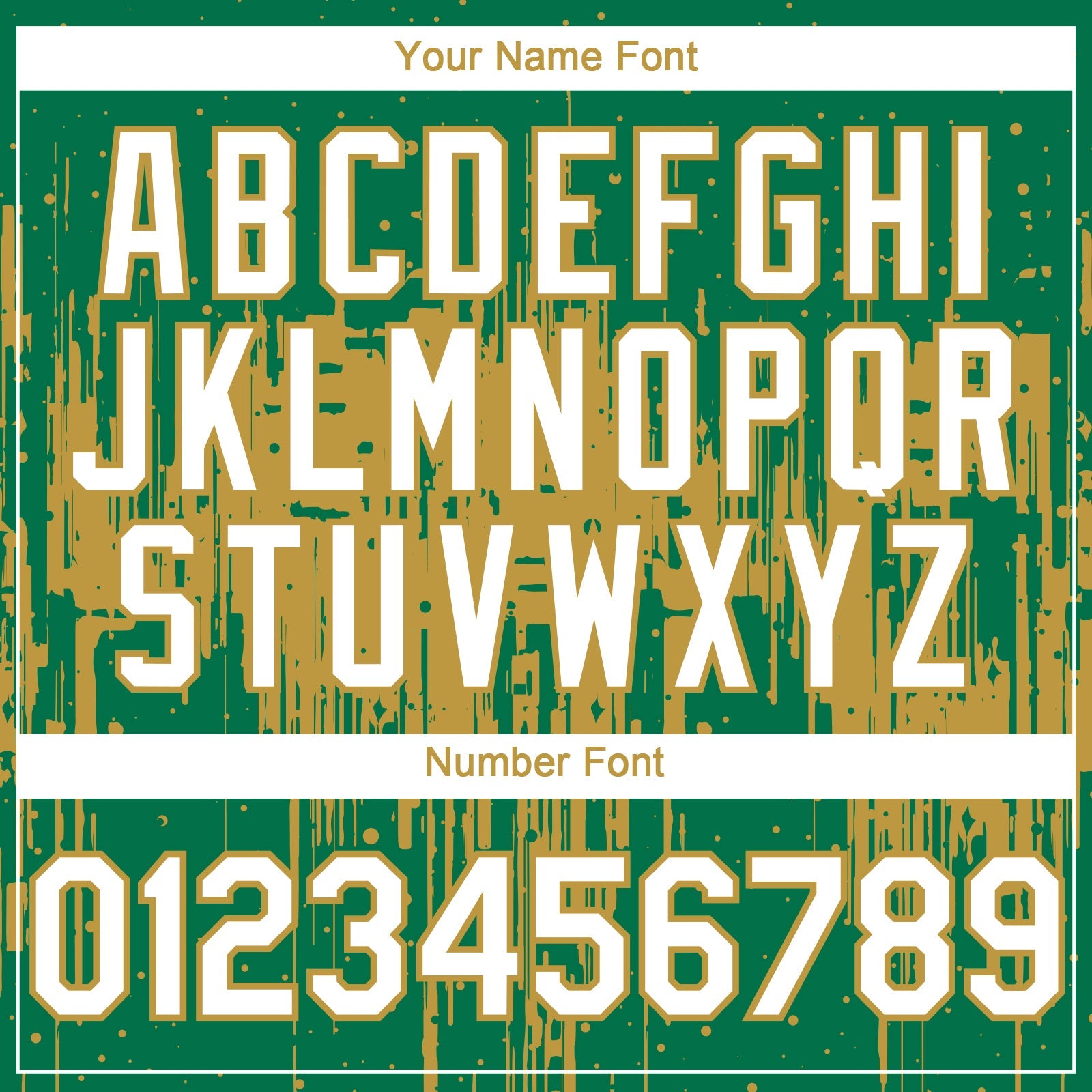 Custom Kelly Green White-Old Gold Dripping Splatter Paint Authentic Baseball Jersey view 5