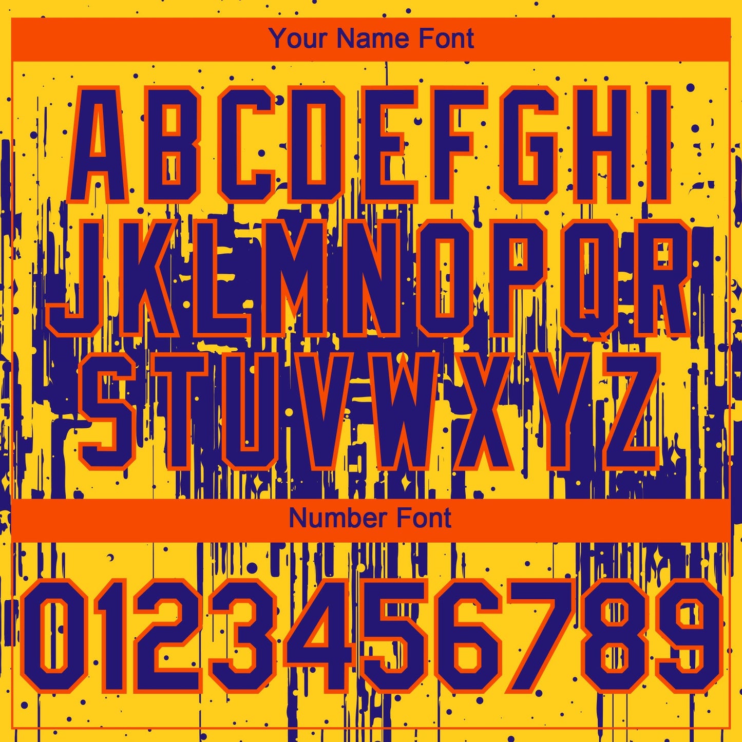 Custom Yellow Dark Purple-Orange Dripping Splatter Paint Authentic Baseball Jersey view 5