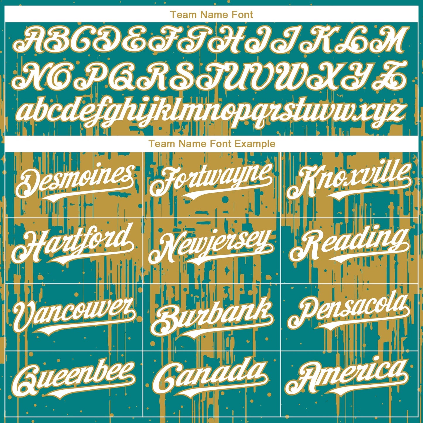 Custom Teal White-Old Gold Dripping Splatter Paint Authentic Baseball Jersey view 4