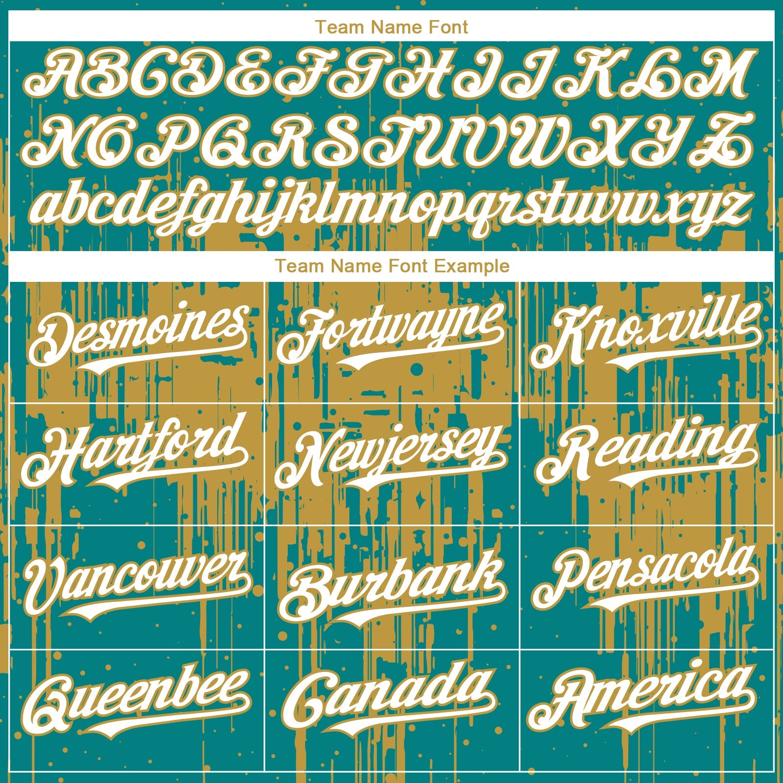 Custom Teal White-Old Gold Dripping Splatter Paint Authentic Baseball Jersey view 4