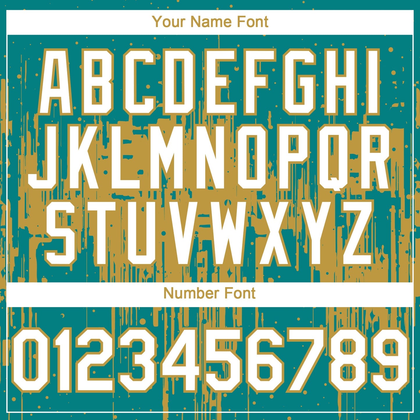 Custom Teal White-Old Gold Dripping Splatter Paint Authentic Baseball Jersey view 5