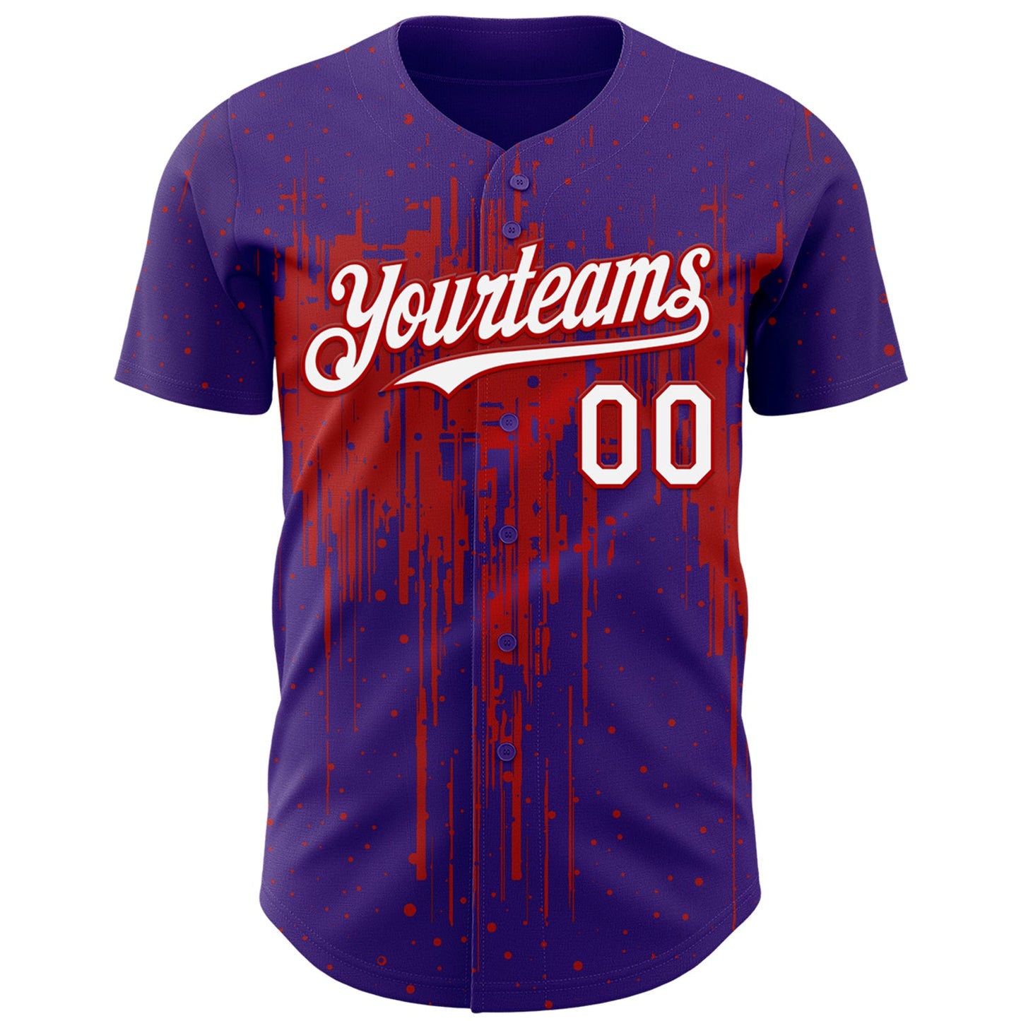 Custom Purple White-Red Dripping Splatter Paint Authentic Baseball Jersey view 2