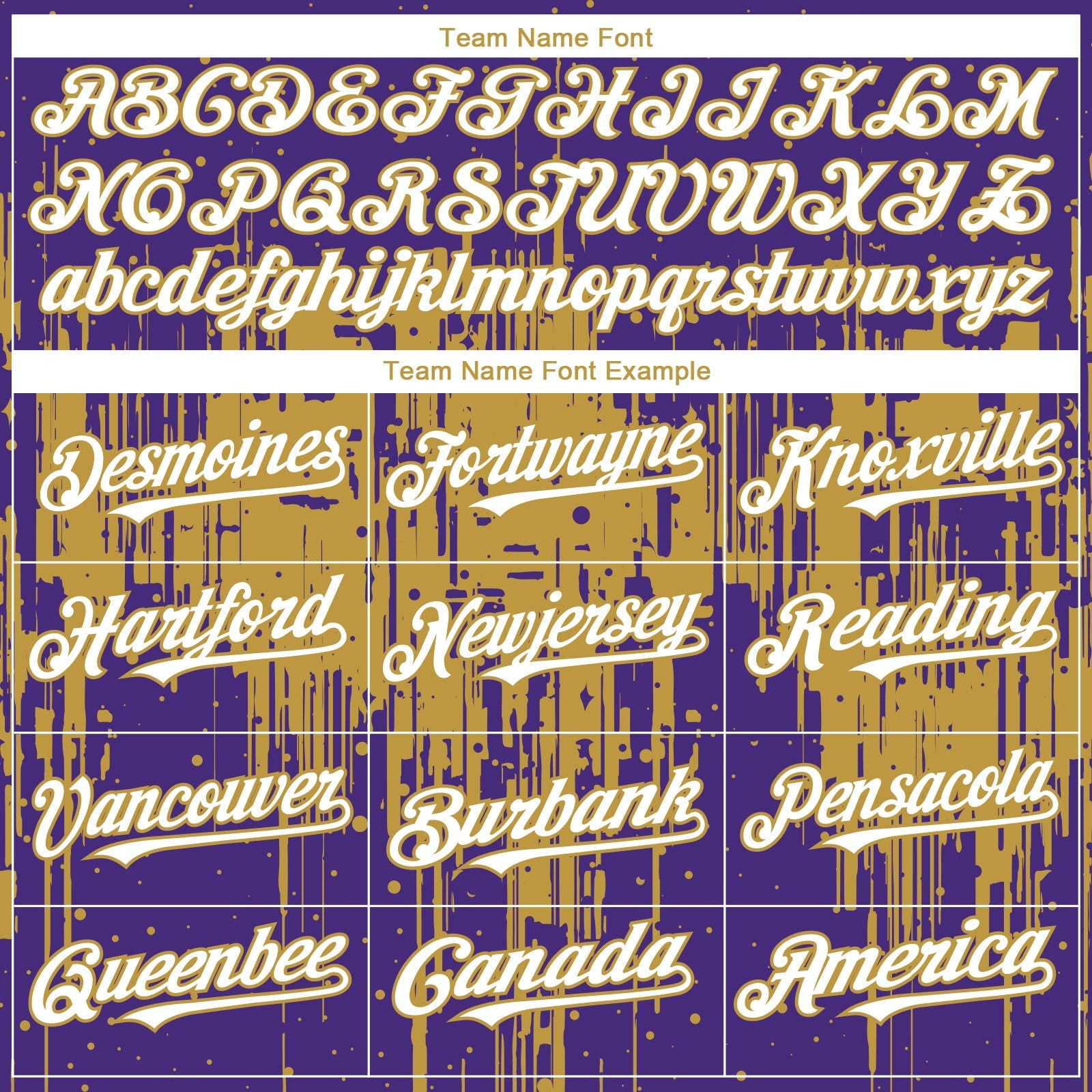 Custom Purple White-Old Gold Dripping Splatter Paint Authentic Baseball Jersey view 4