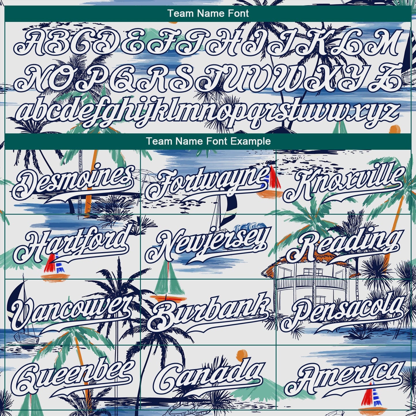 Custom White Navy 3D Pattern Design Hawaii Palm Trees Island And Sailboat Authentic Baseball Jersey view 4
