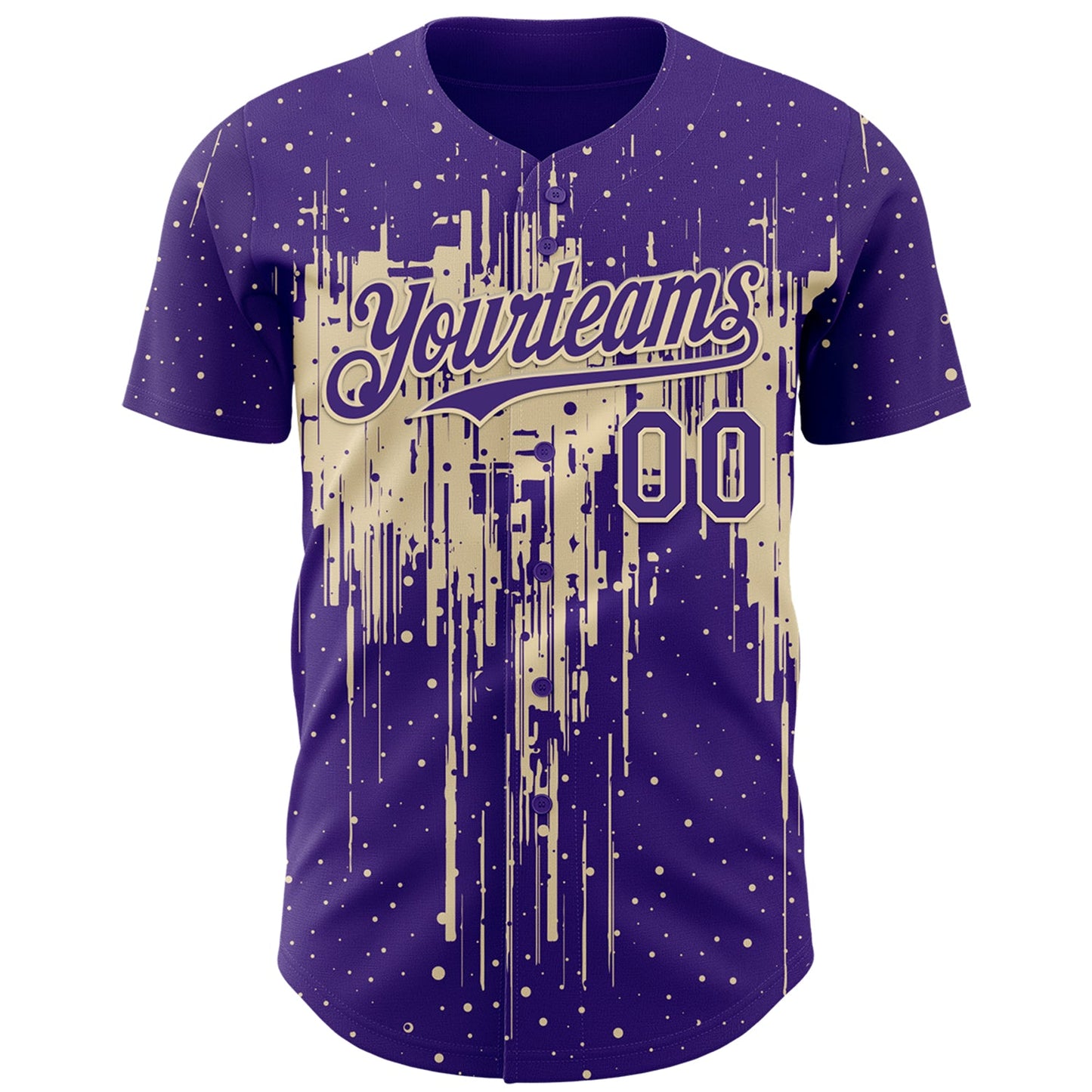 Custom Purple Cream Dripping Splatter Paint Authentic Baseball Jersey view 2
