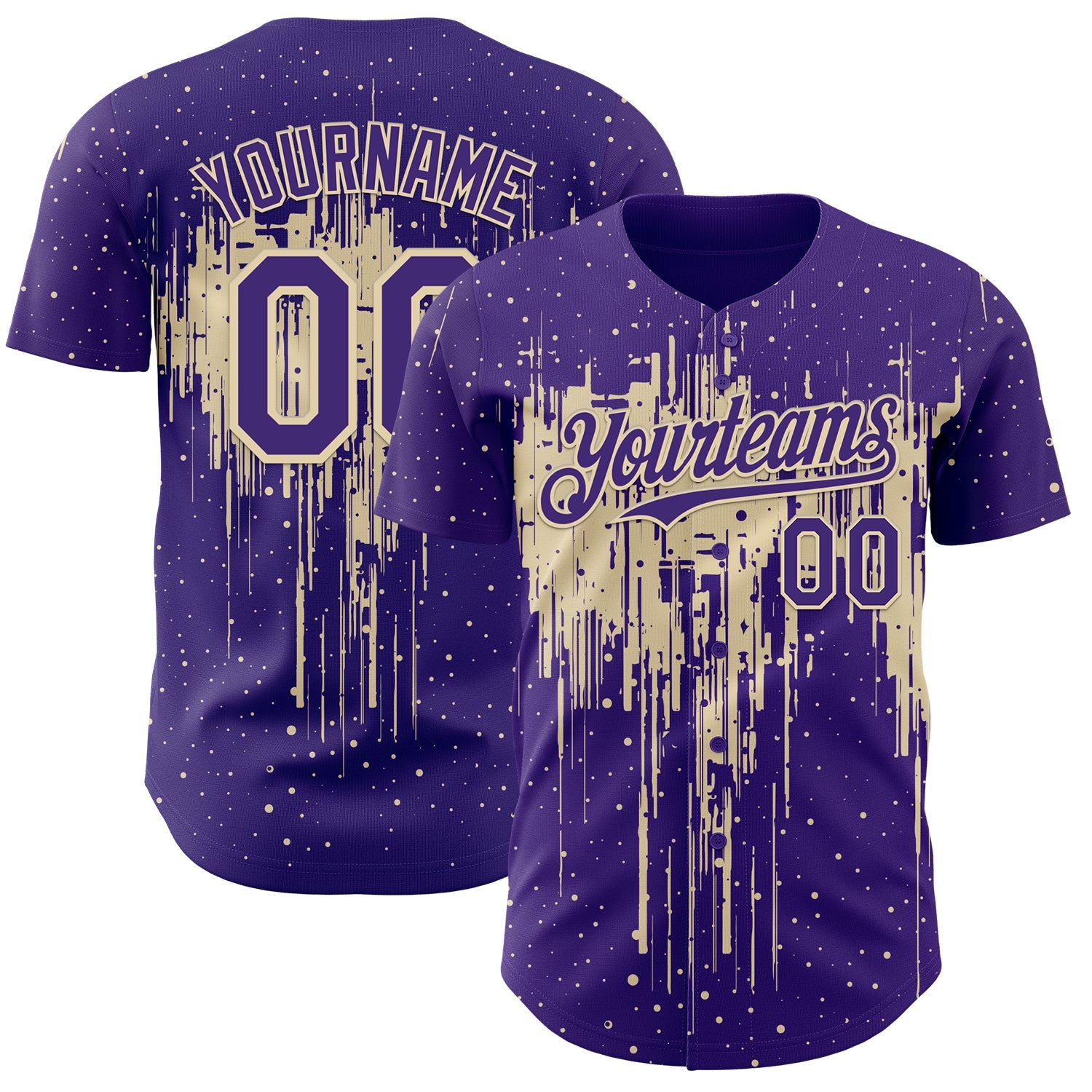 Custom Purple Cream Dripping Splatter Paint Authentic Baseball Jersey - Main View