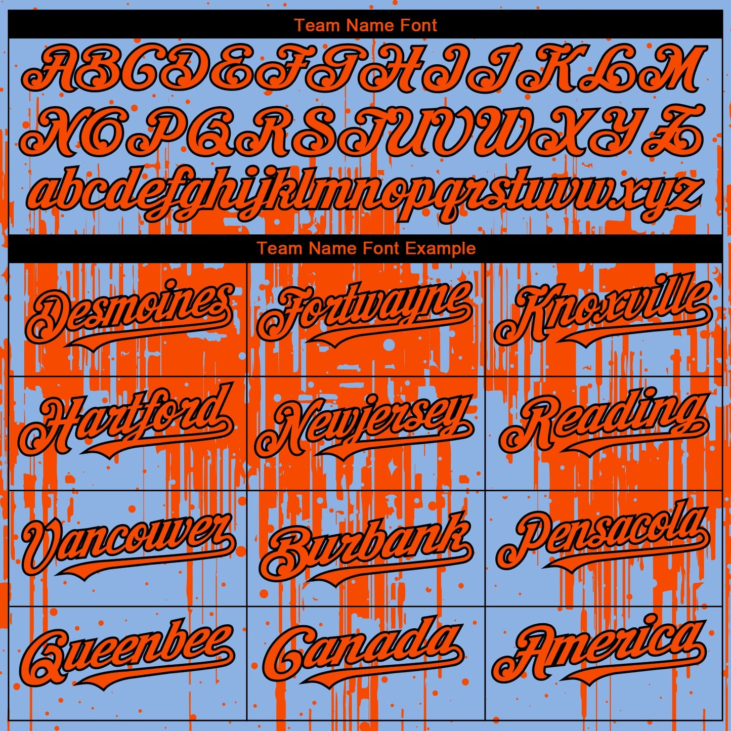 Custom Light Blue Orange-Black Dripping Splatter Paint Authentic Baseball Jersey view 4