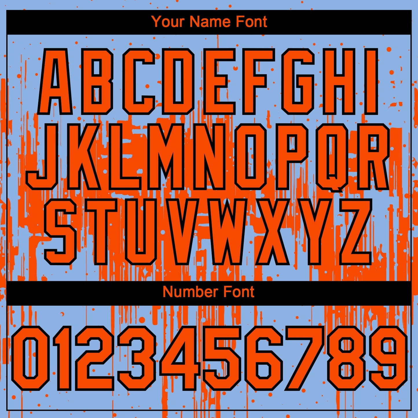 Custom Light Blue Orange-Black Dripping Splatter Paint Authentic Baseball Jersey view 5