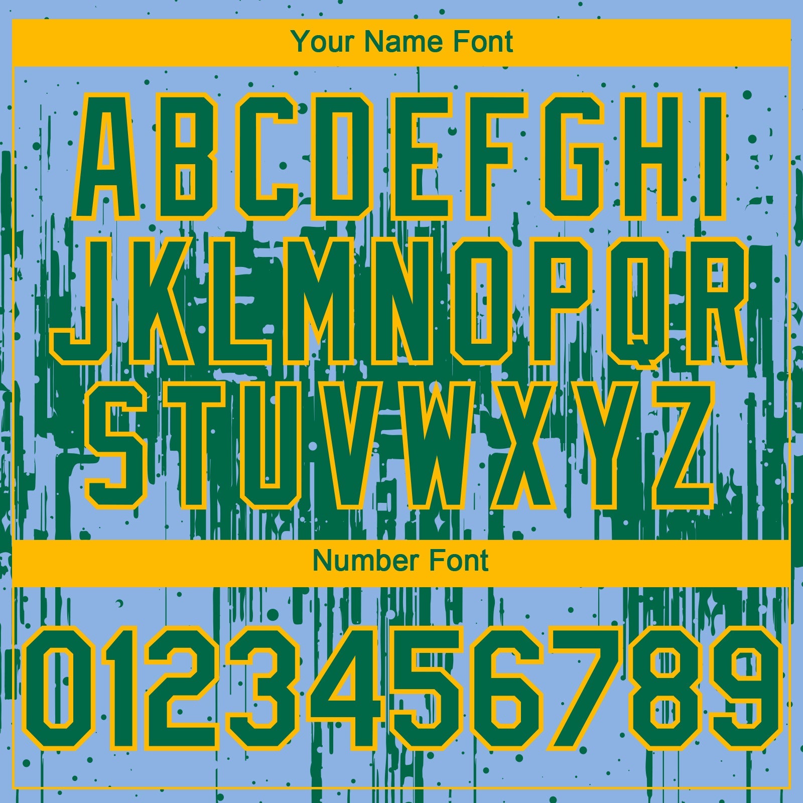 Custom Light Blue Kelly Green-Gold Dripping Splatter Paint Authentic Baseball Jersey view 5