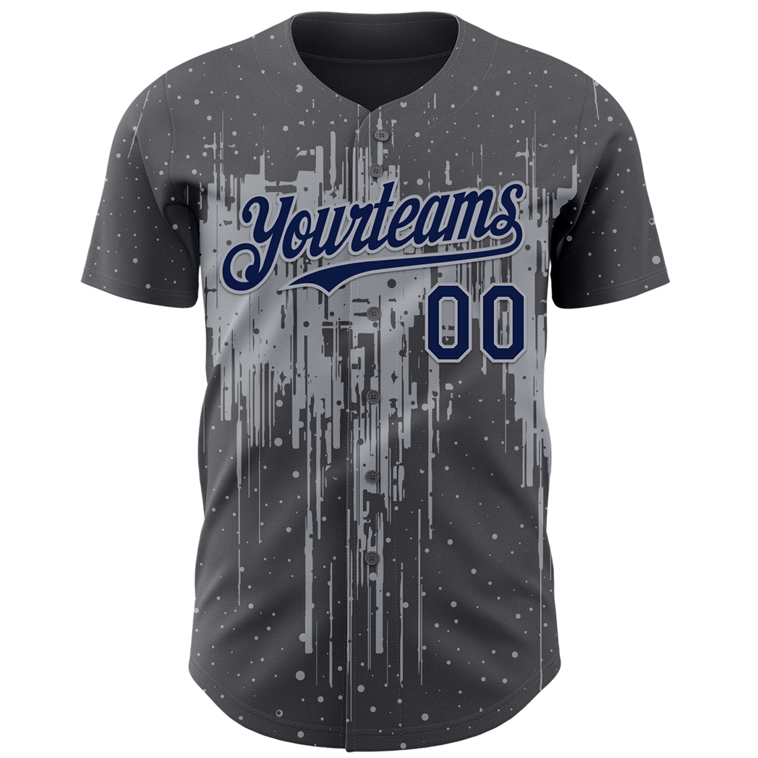 Custom Steel Gray Navy-Gray Dripping Splatter Paint Authentic Baseball Jersey view 2