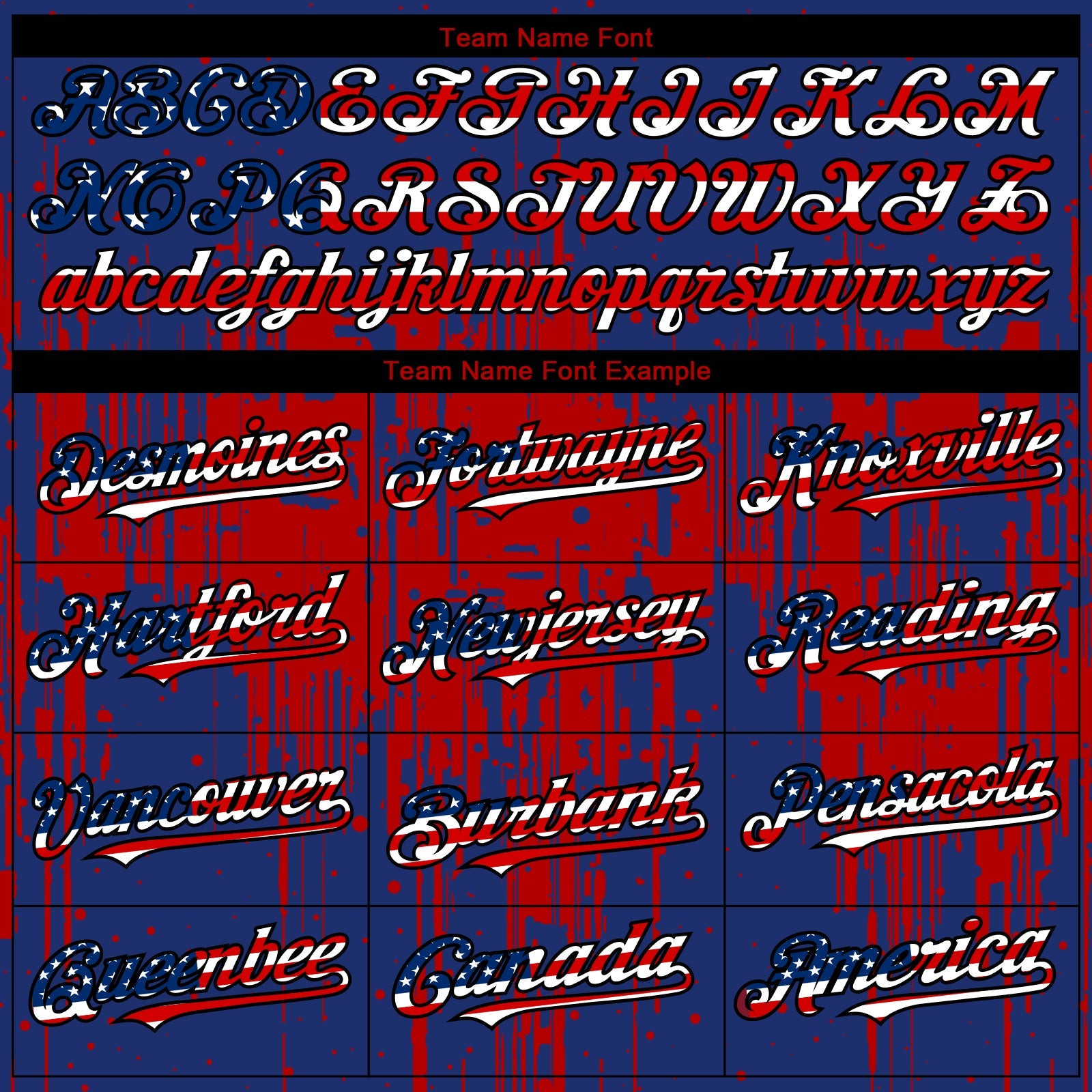 Custom Royal Vintage USA Flag Black-Red Dripping Splatter Paint Authentic Baseball Jersey view 4