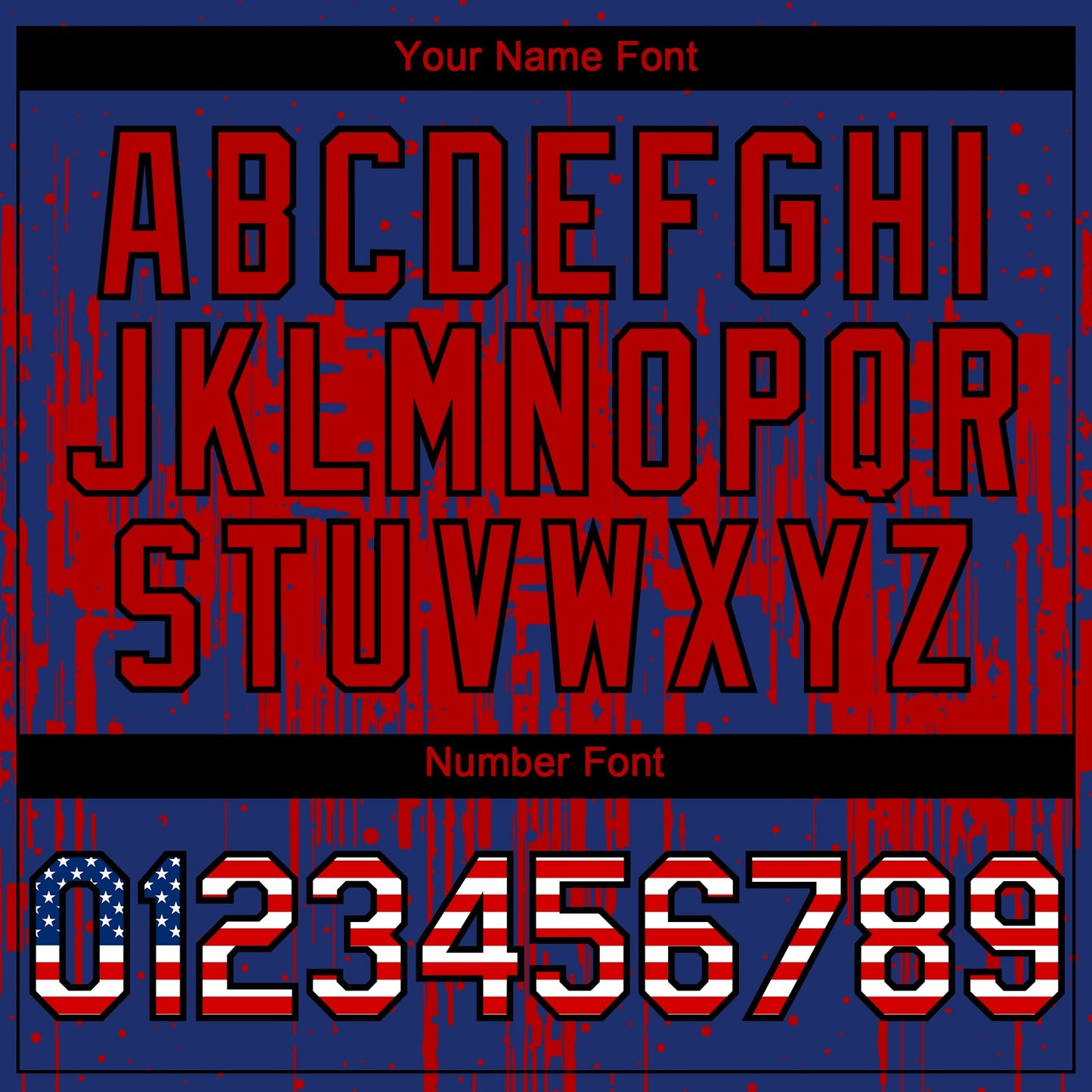 Custom Royal Vintage USA Flag Black-Red Dripping Splatter Paint Authentic Baseball Jersey view 5