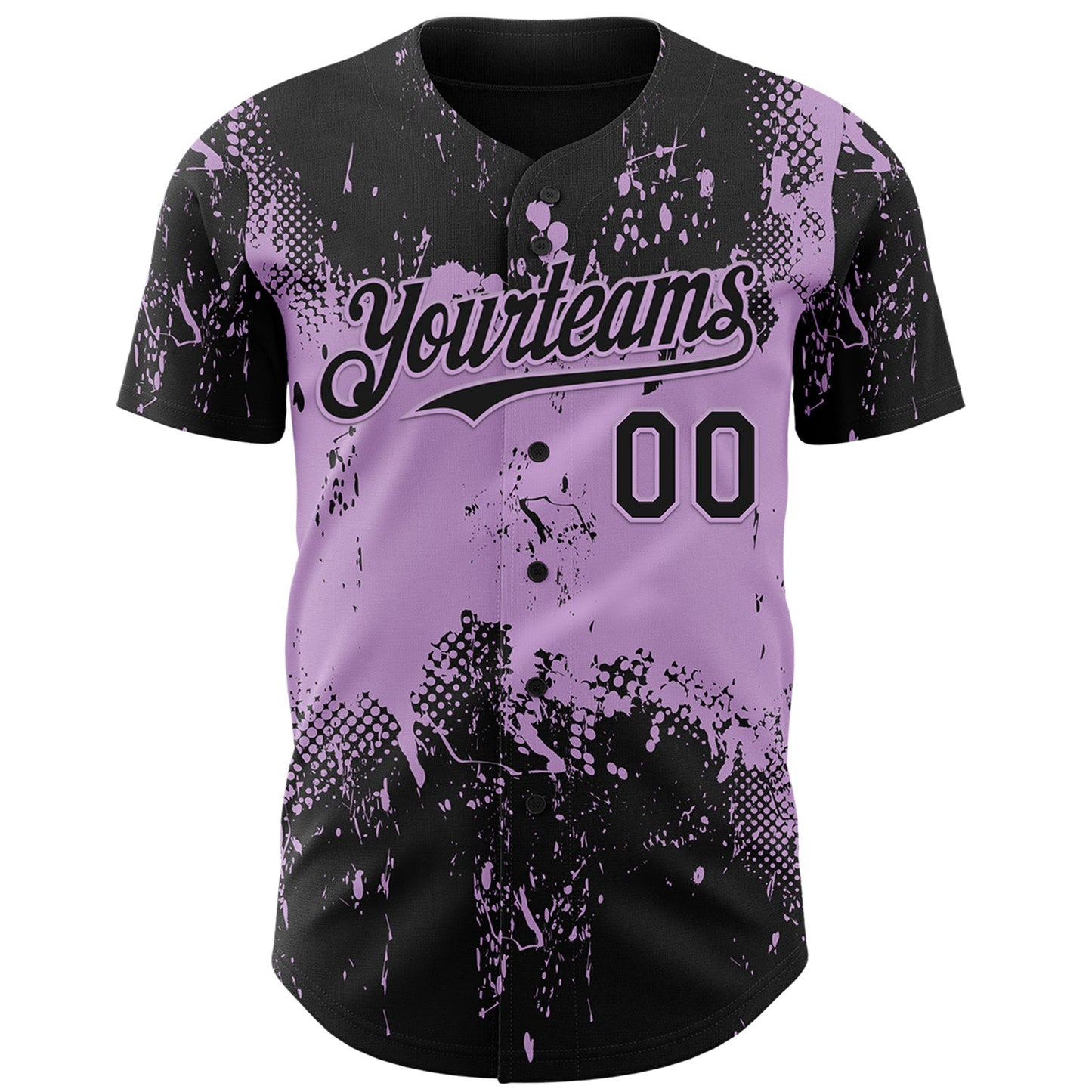 Custom Black Light Purple Abstract Splatter Grunge Paint Authentic Baseball Jersey view 2