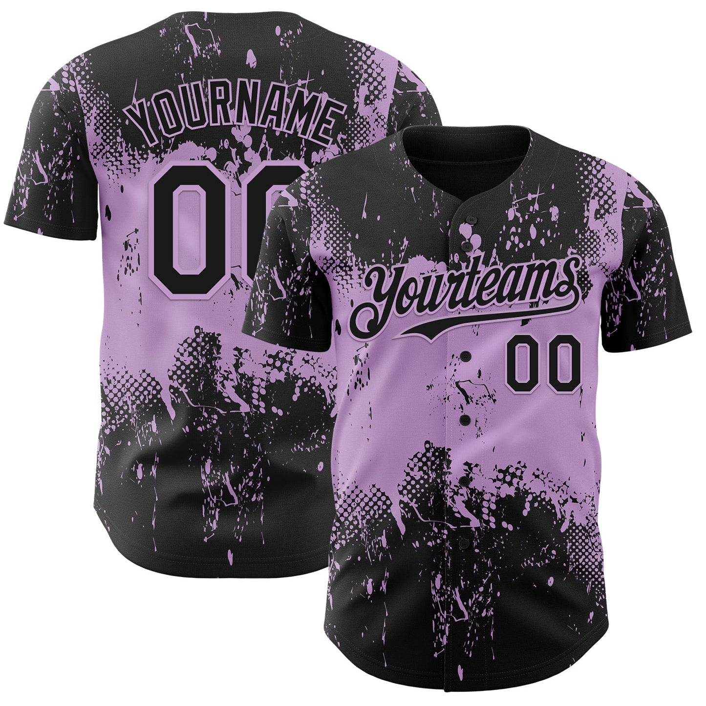 Custom Black Light Purple Abstract Splatter Grunge Paint Authentic Baseball Jersey - Main View