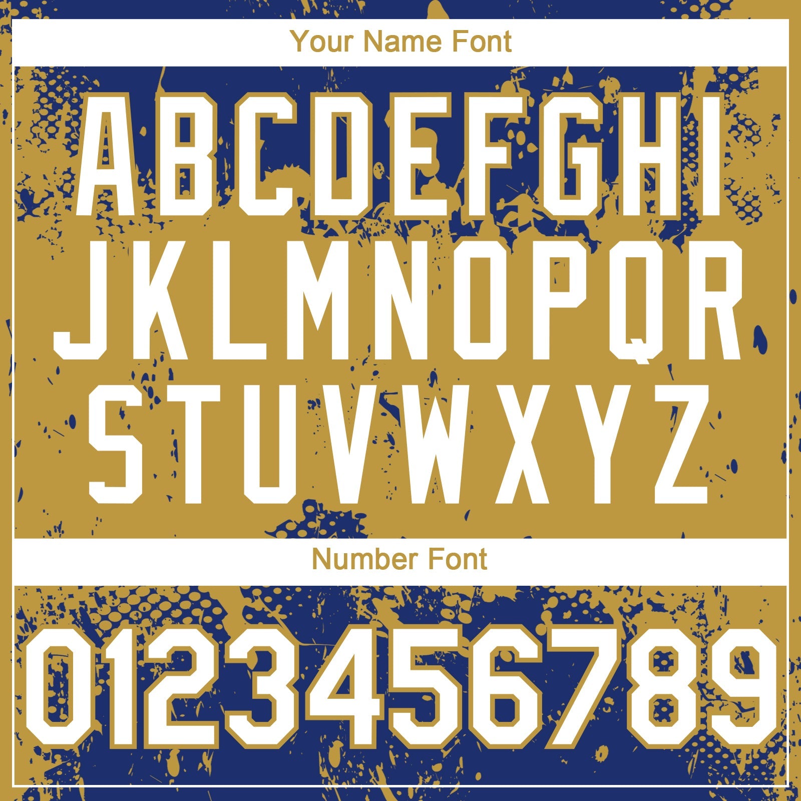 Custom Royal White-Old Gold Abstract Splatter Grunge Paint Authentic Baseball Jersey view 5